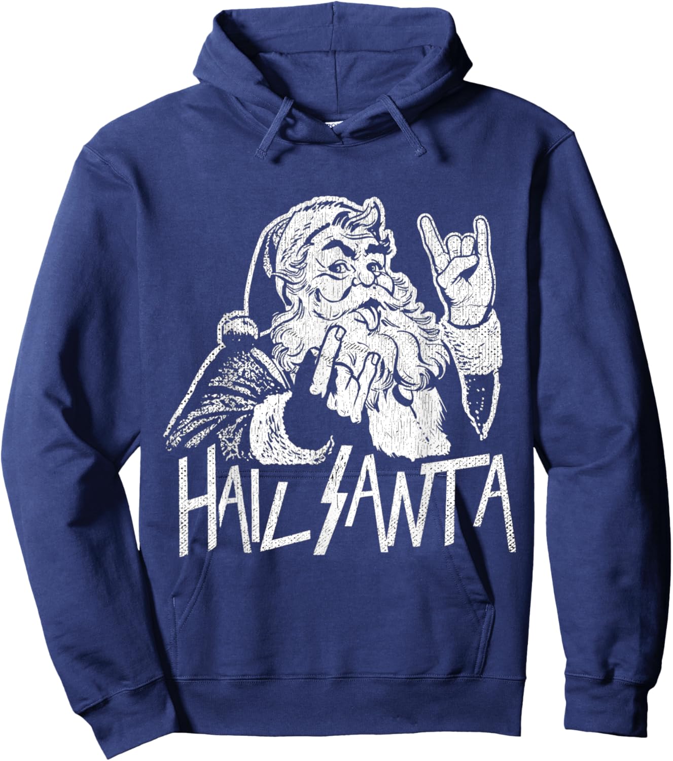 Hail Santa Heavy Metal Goth Sarcastic Rock Band Christmas Hoodie - Hoodie | Navy