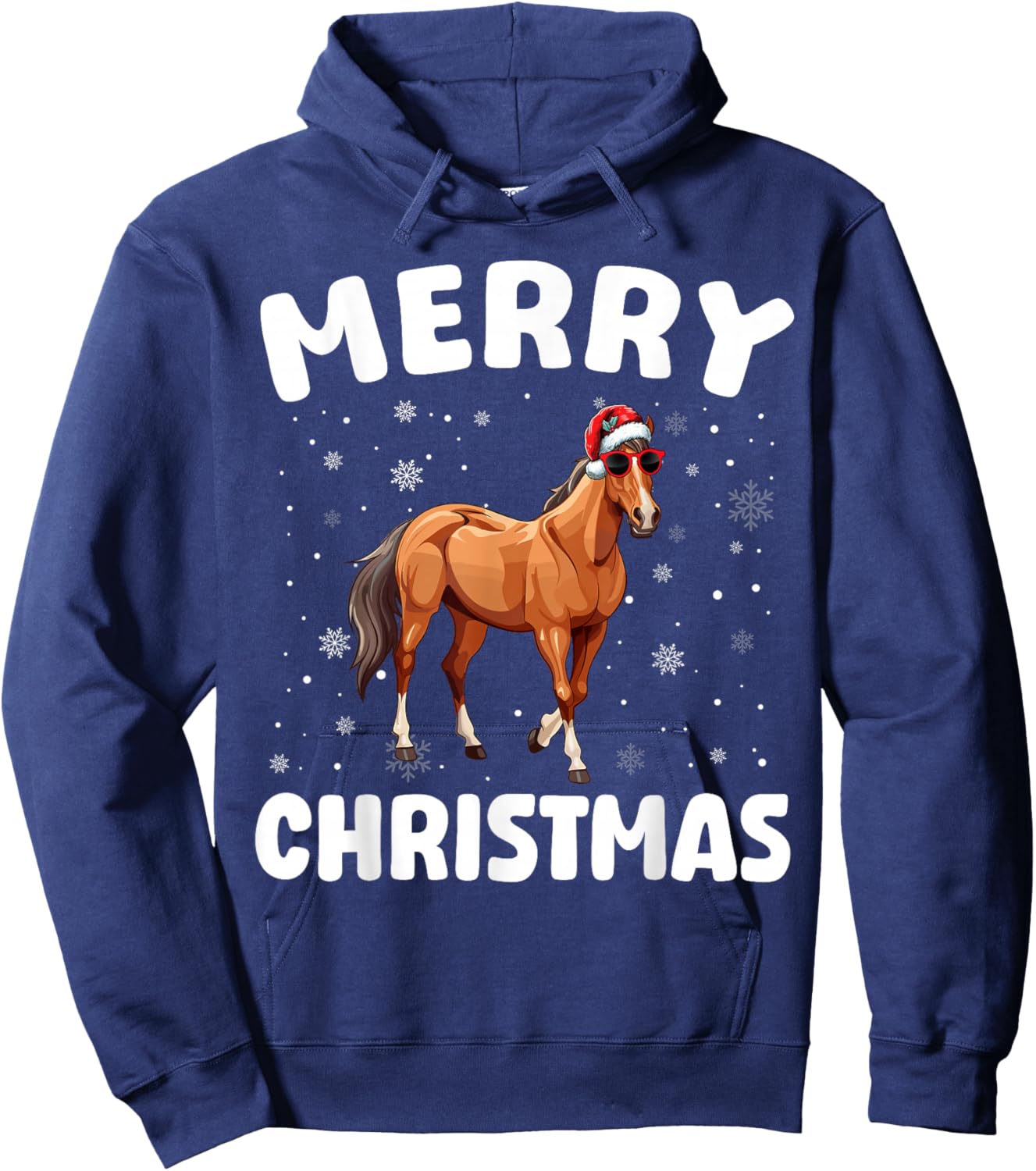 Merry Christmas Horse Merry Xmas Funny Boy Girl Kids Hoodie - Hoodie | Navy