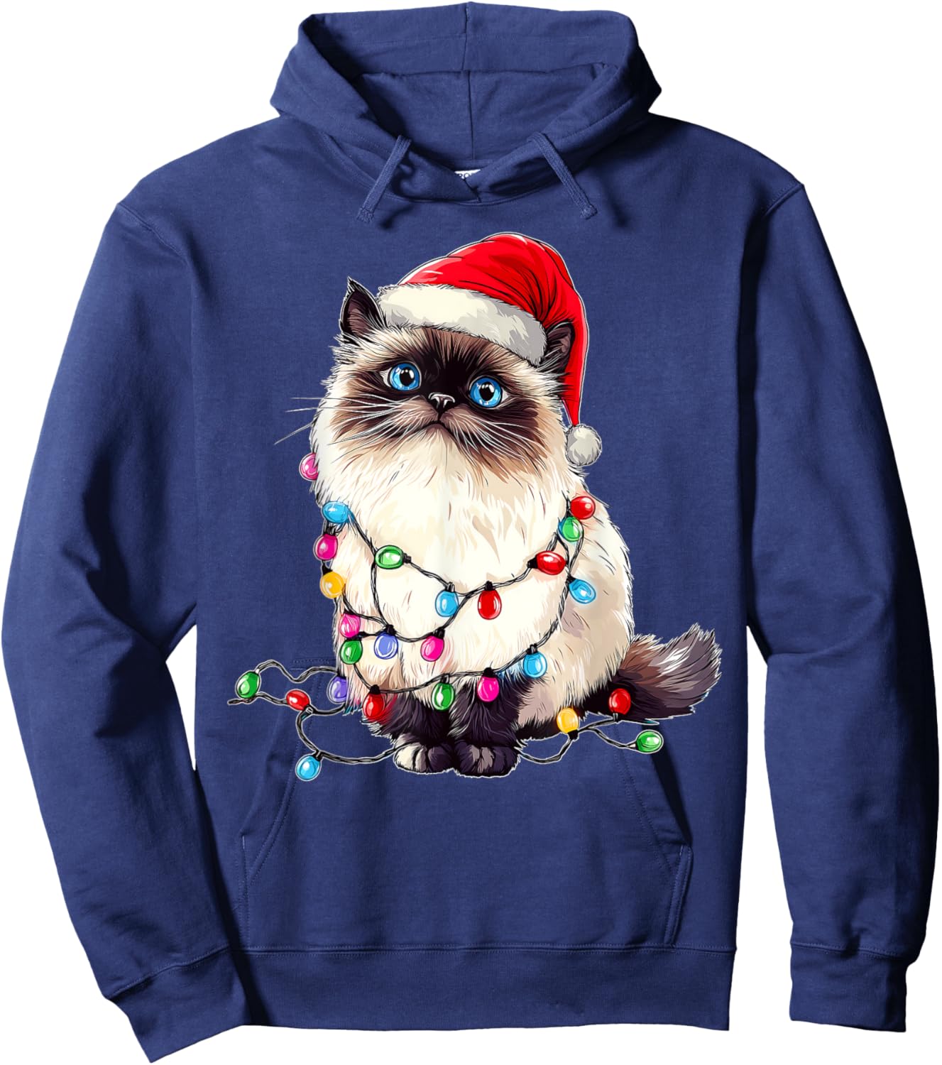 Himalayan Cat Christmas Hat Xmas Hoodie - Hoodie | Navy