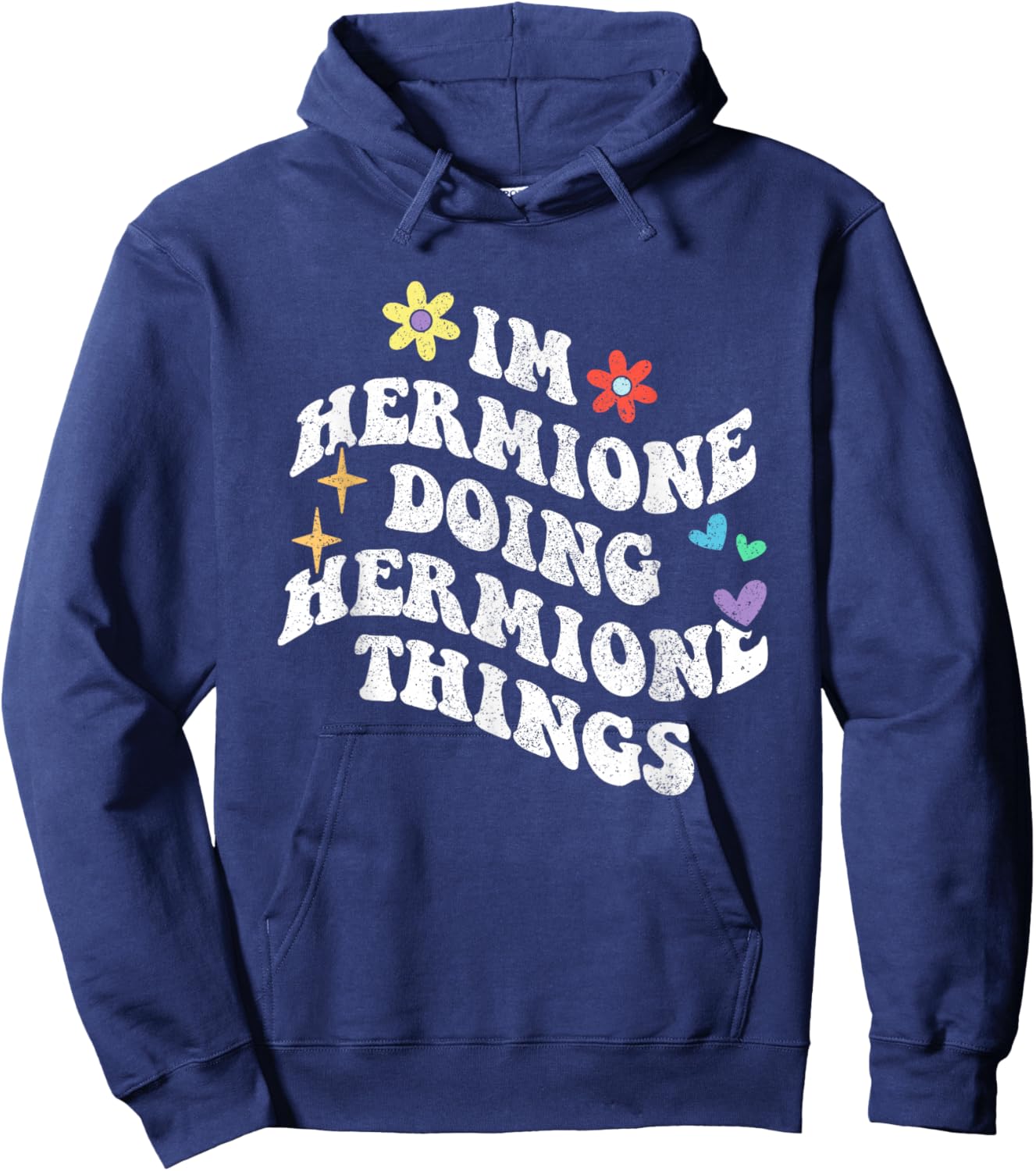 Personalized Name Mothers Day outfit Retro Groovy Im Hermione Doing Hermione Things Funny Black Hoodie - Hoodie | Navy