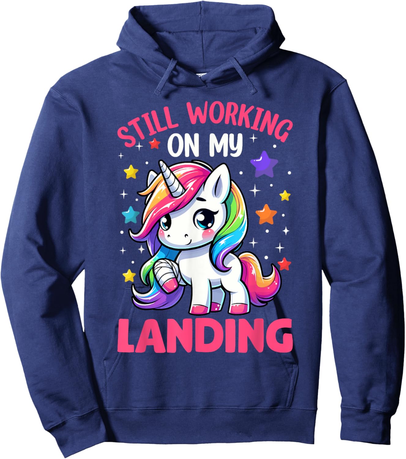 Still Working On My Landing Injury Broken Arm Cute Unicorn Hoodie - Hoodie | Navy