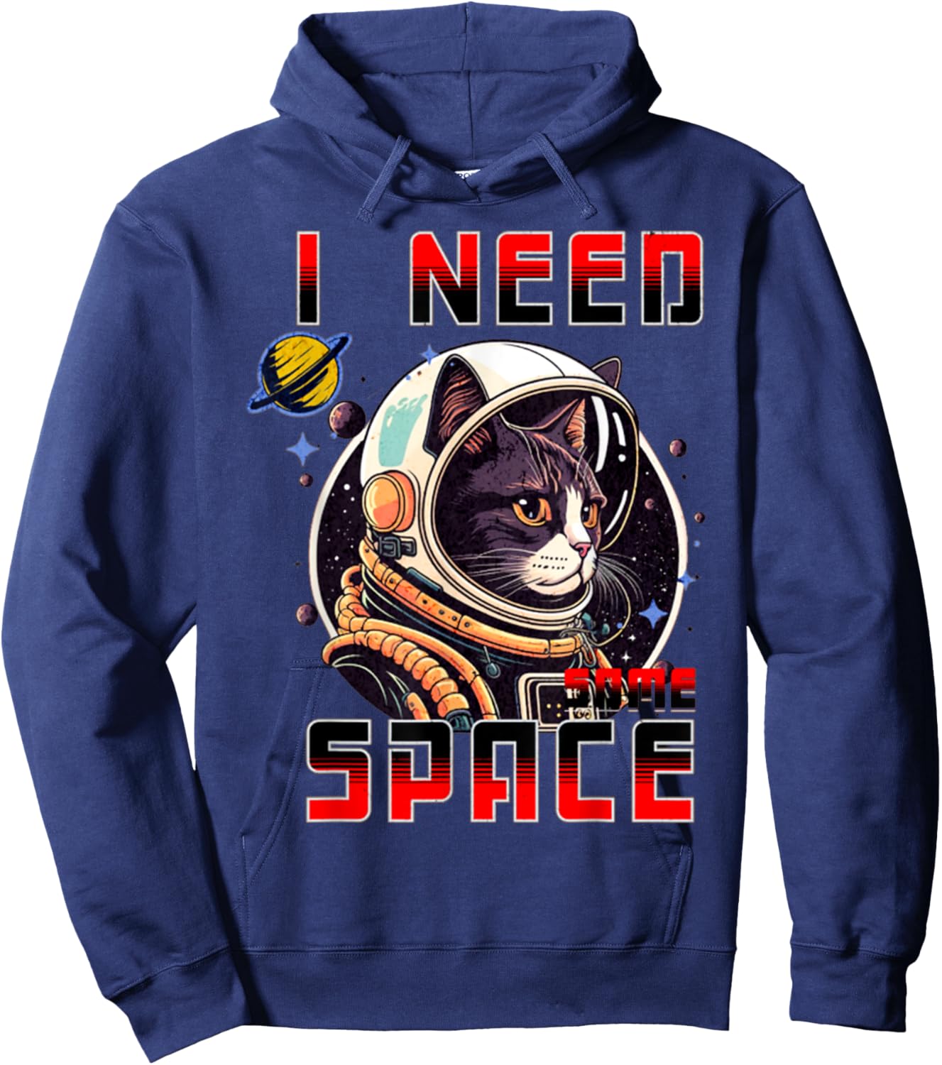 Vintage I Need Space Retro Cat Astronaut Space Gifts Hoodie - Hoodie | Navy