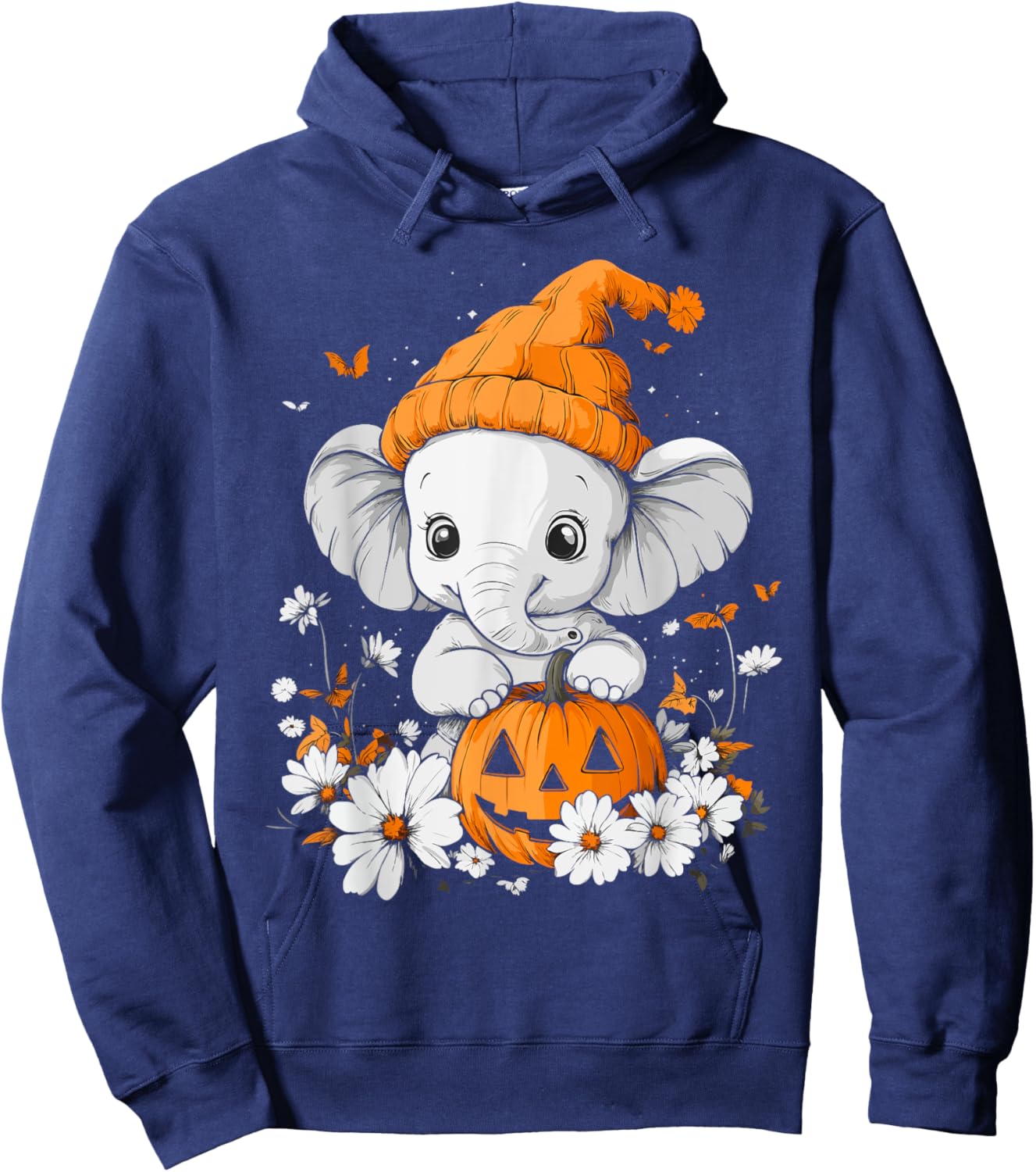 Halloween Pumpkin Flower Girls Boys Kids Elephant Halloween Hoodie - Hoodie | Navy