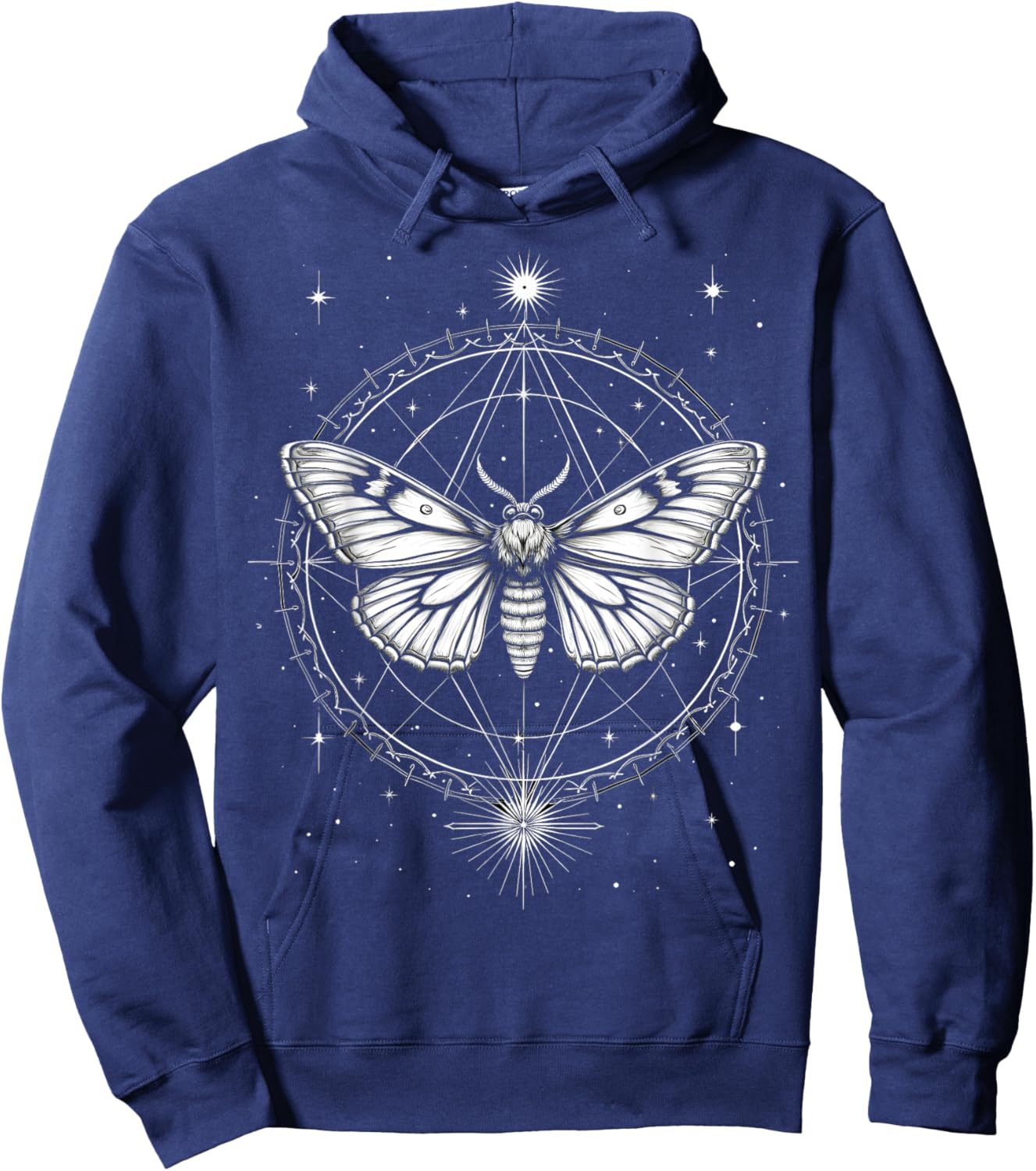 Mystical Moth Stars Celestial Hoodie - Hoodie | Navy