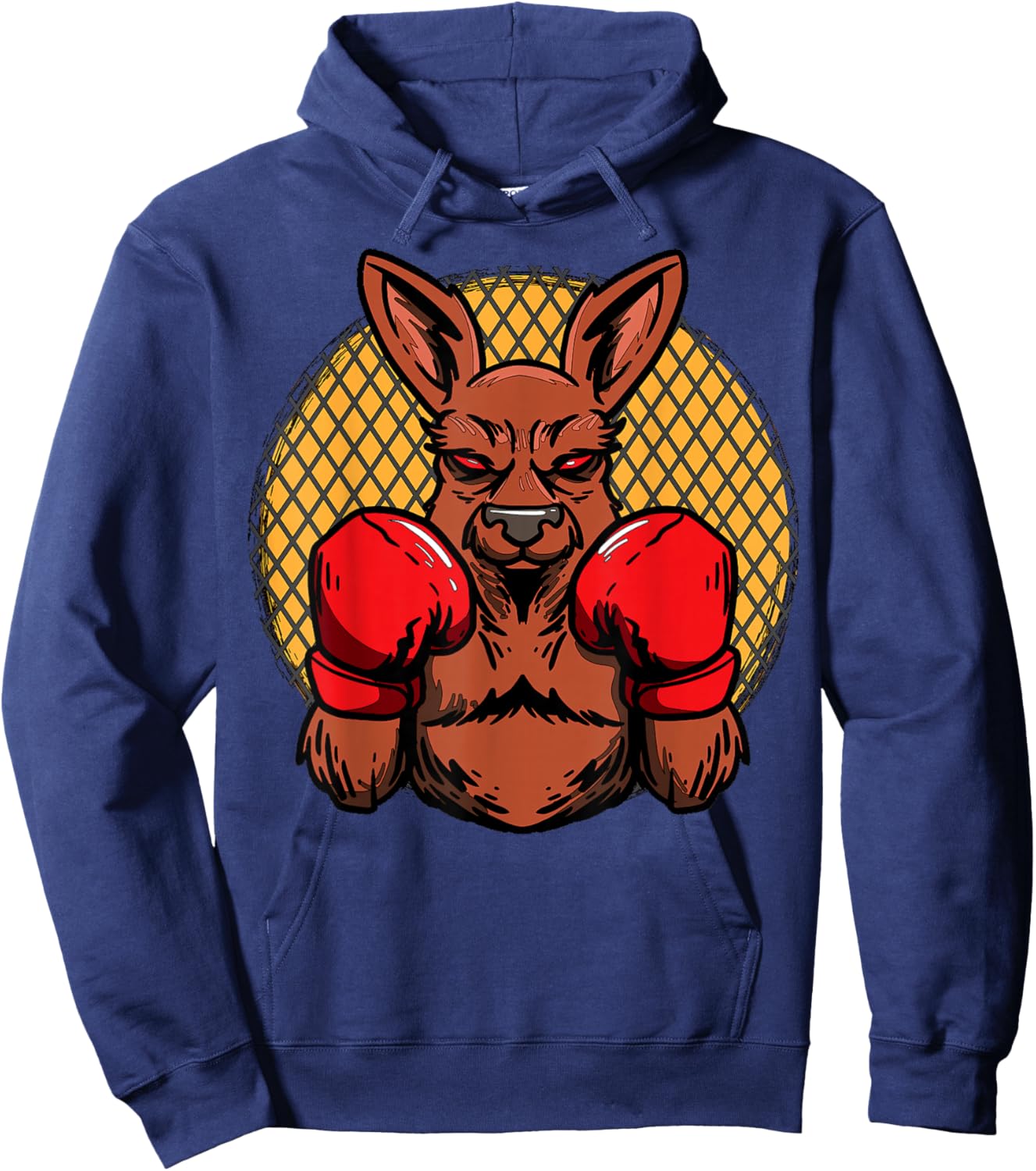 Cartoon Kangaroo Boxer In Boxing Gloves For Adults Hoodie - Hoodie | Navy