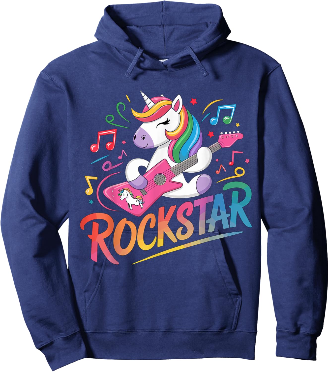 Rockstar Unicorn Guitar Guitarist Hoodie - Hoodie | Navy