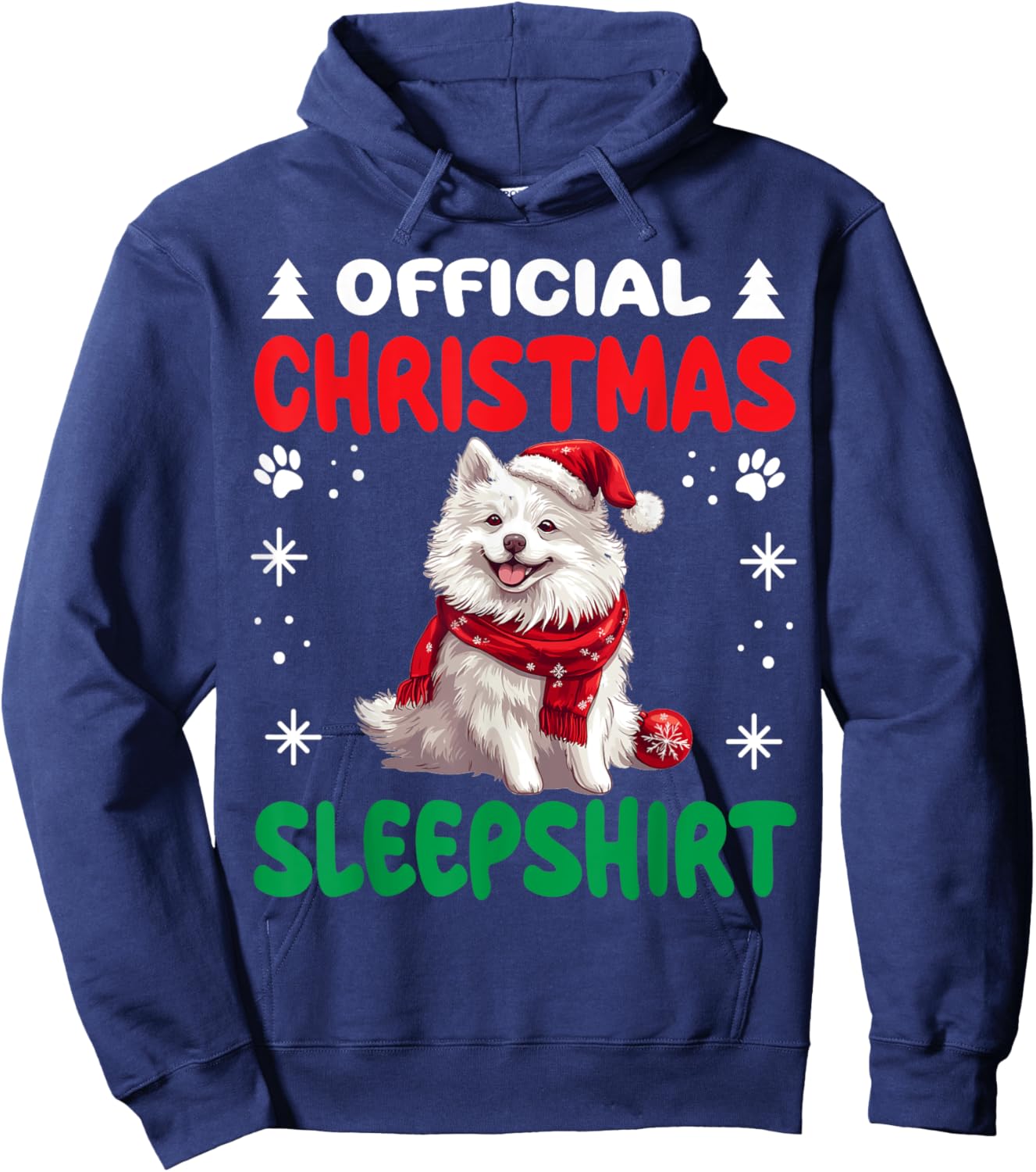 American Eskimo Dog Christmas Pajama Official Christmas Hoodie - Hoodie | Navy