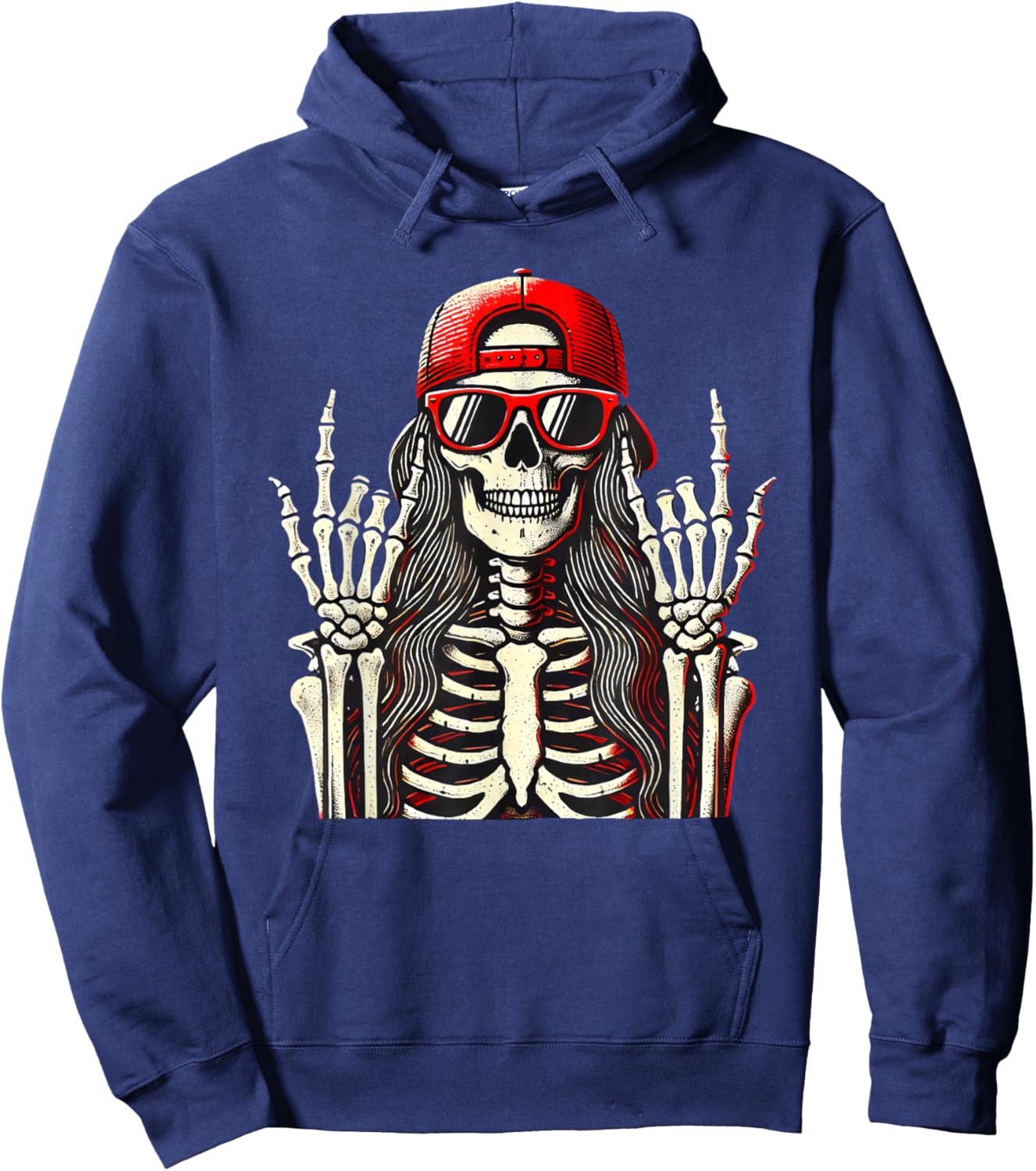 Rock'n Roll Girl, Skeleton Rocker Cool Punk Rock, Rock Music Hoodie - Hoodie | Navy