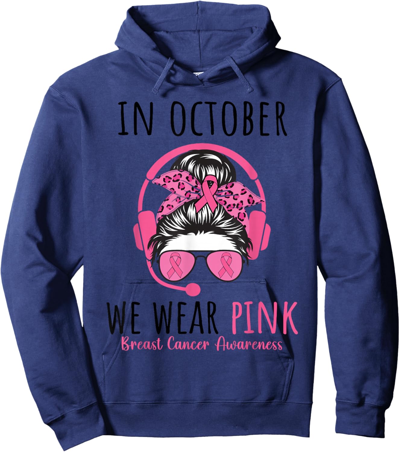 Dispatcher Breast Cancer Awareness Pink Ribbon Women Hoodie - Hoodie | Navy
