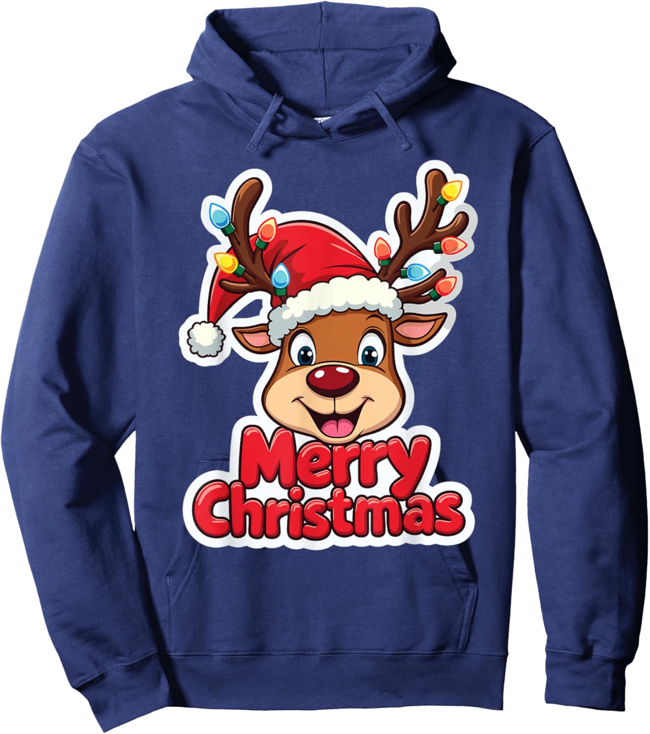 Merry Christmas Reindeer Xmas Family Winter Joy Hoodie - Hoodie | Navy