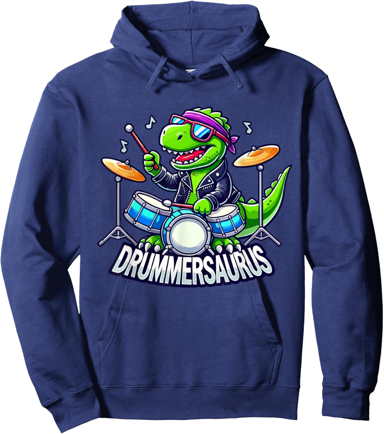 Drummer Drums | Drummersaurus, Funny Dinosaur, Boy, Musician Hoodie - Hoodie | Navy