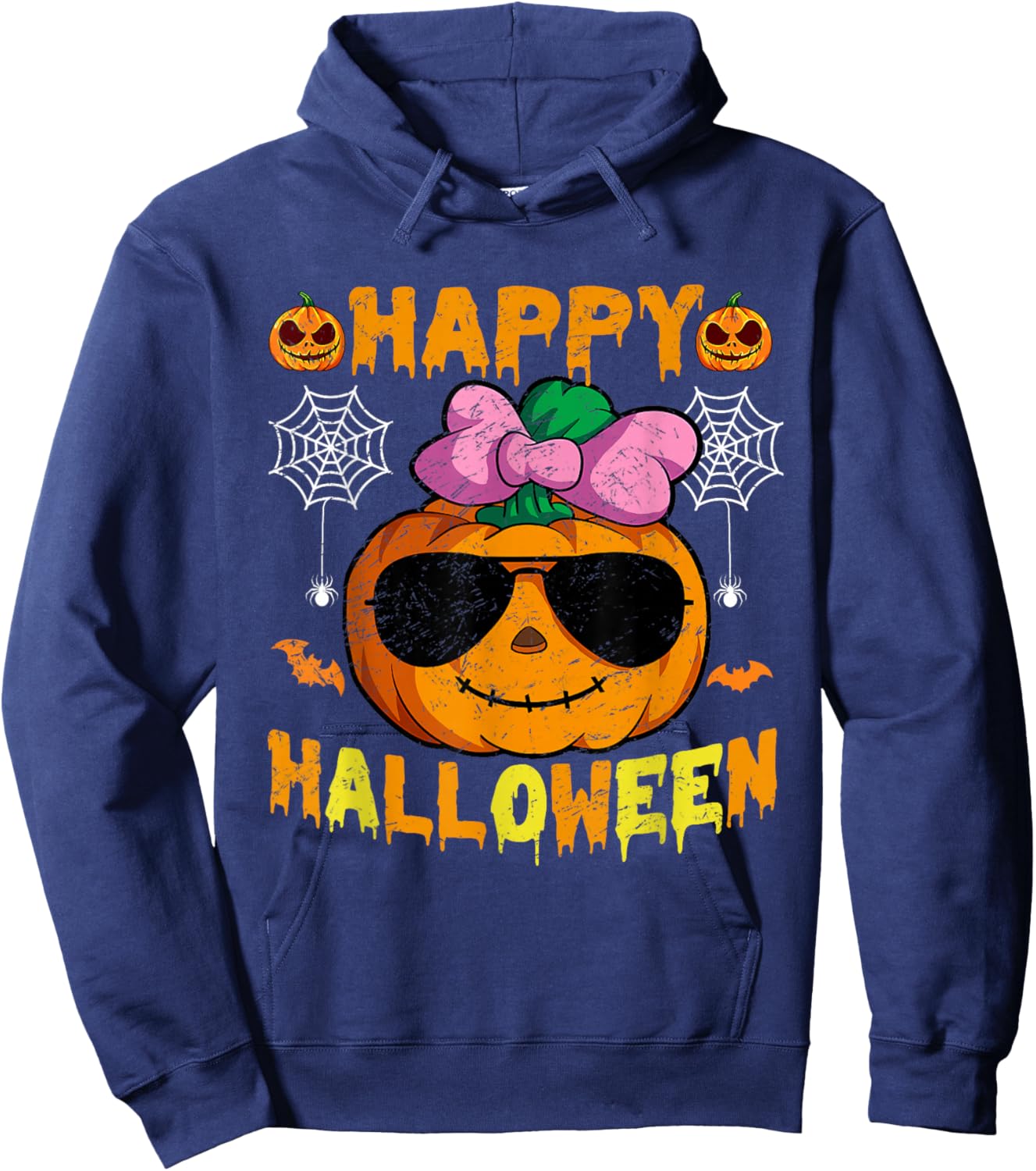 Funny Halloween Trick Or Treat Pumpkin Happy Halloween 2025 Hoodie - Hoodie | Navy