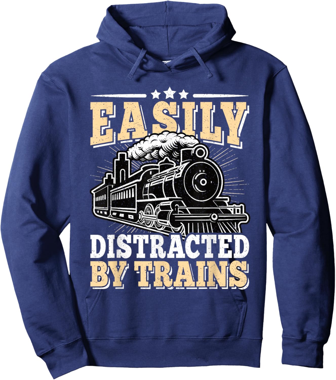 Easily Distracted By Trains Railroad Model Train Conductor Hoodie - Hoodie | Navy