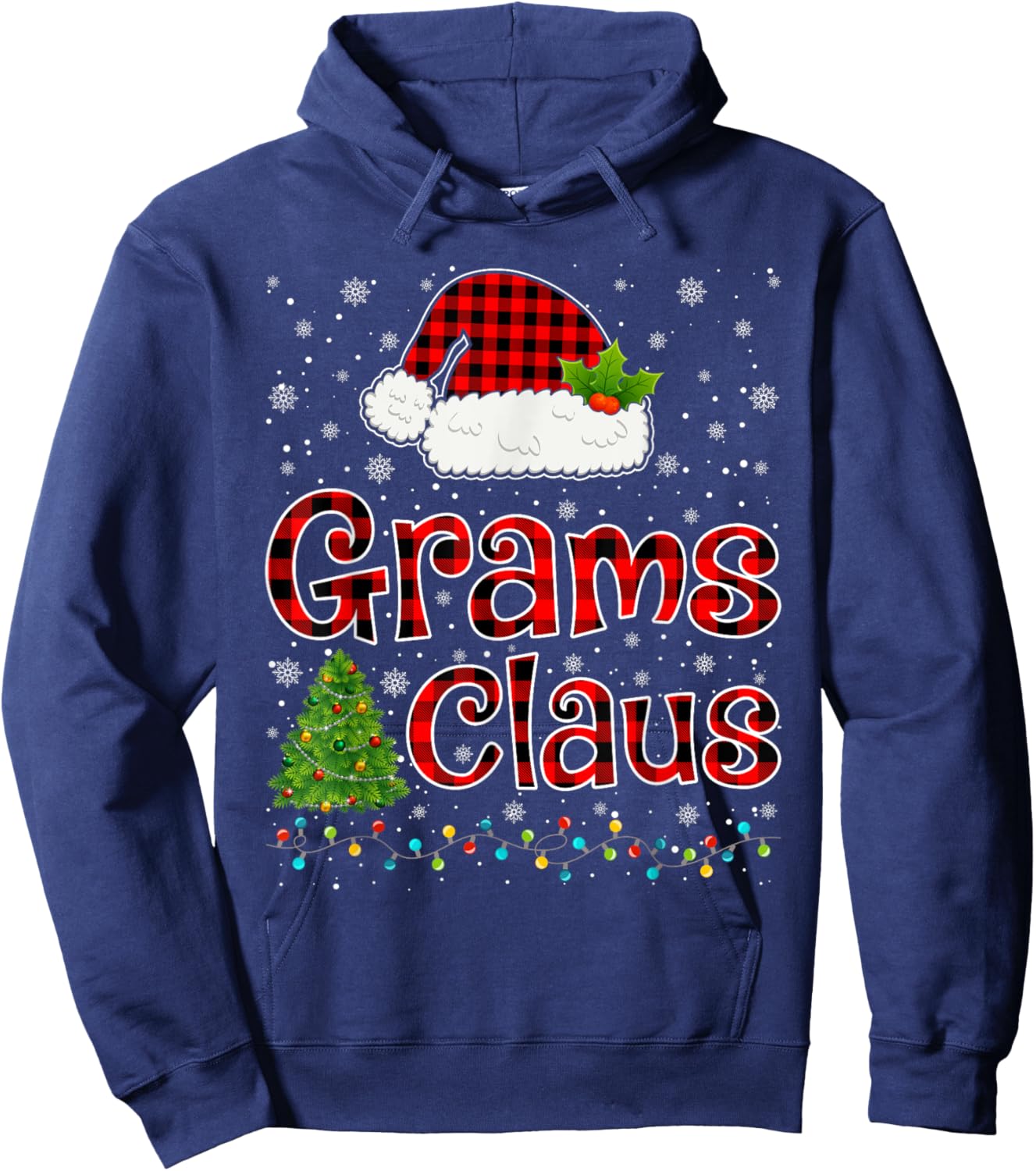 Funny Grams Claus Christmas Lights Xmas Pajama Family Hoodie - Hoodie | Navy