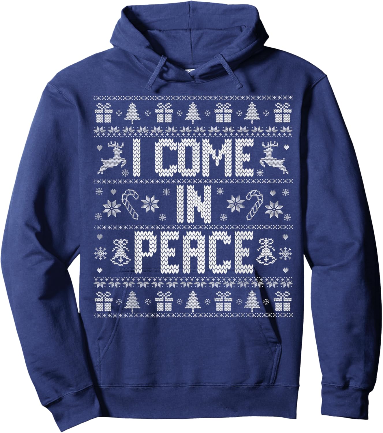 Peace I Come In Peace Merry Christmas Pajamas Couples Ugly Hoodie - Hoodie | Navy
