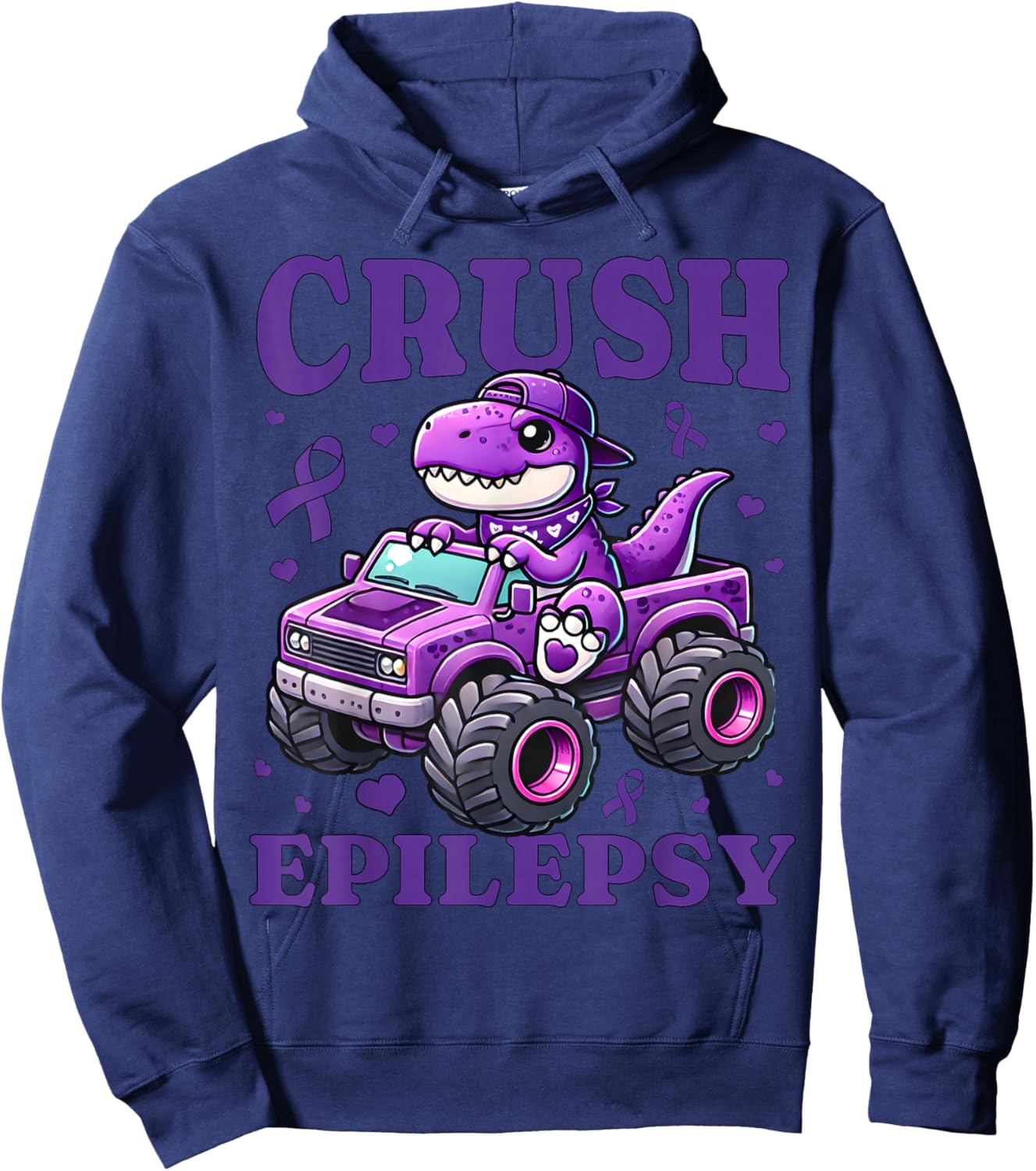 Crush Epilepsy Awareness For Kids Boys Girls Monster Truck Hoodie - Hoodie | Navy