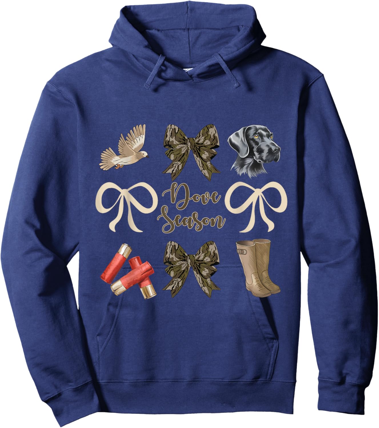 Camo Bow Coquette Dove Season Hunting Dove Hunter Hunt Girl Hoodie - Hoodie | Navy