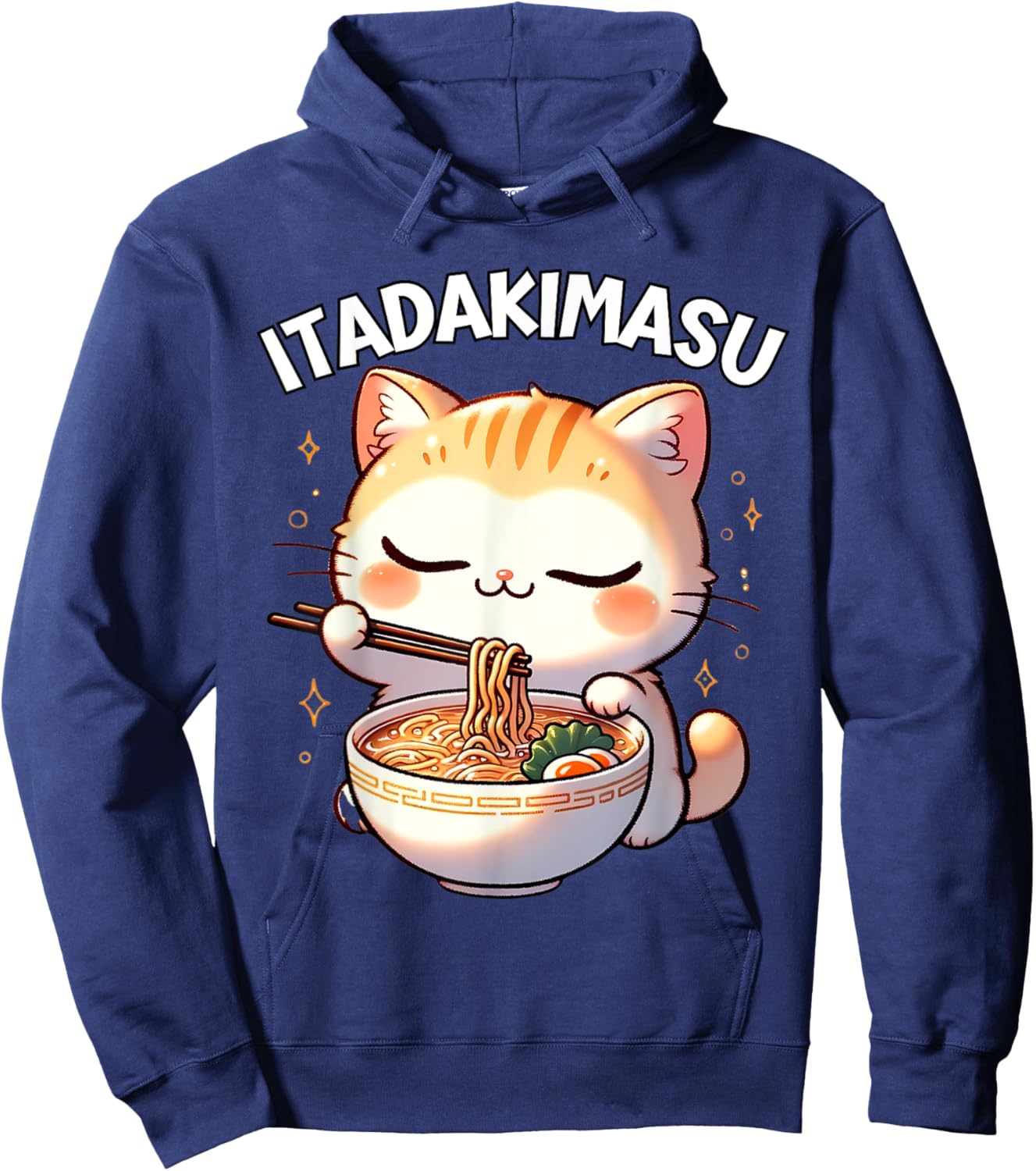 Ramen Cat Kawaii Anime Cat Ramen Lover Itadakimasu Hoodie - Hoodie | Navy