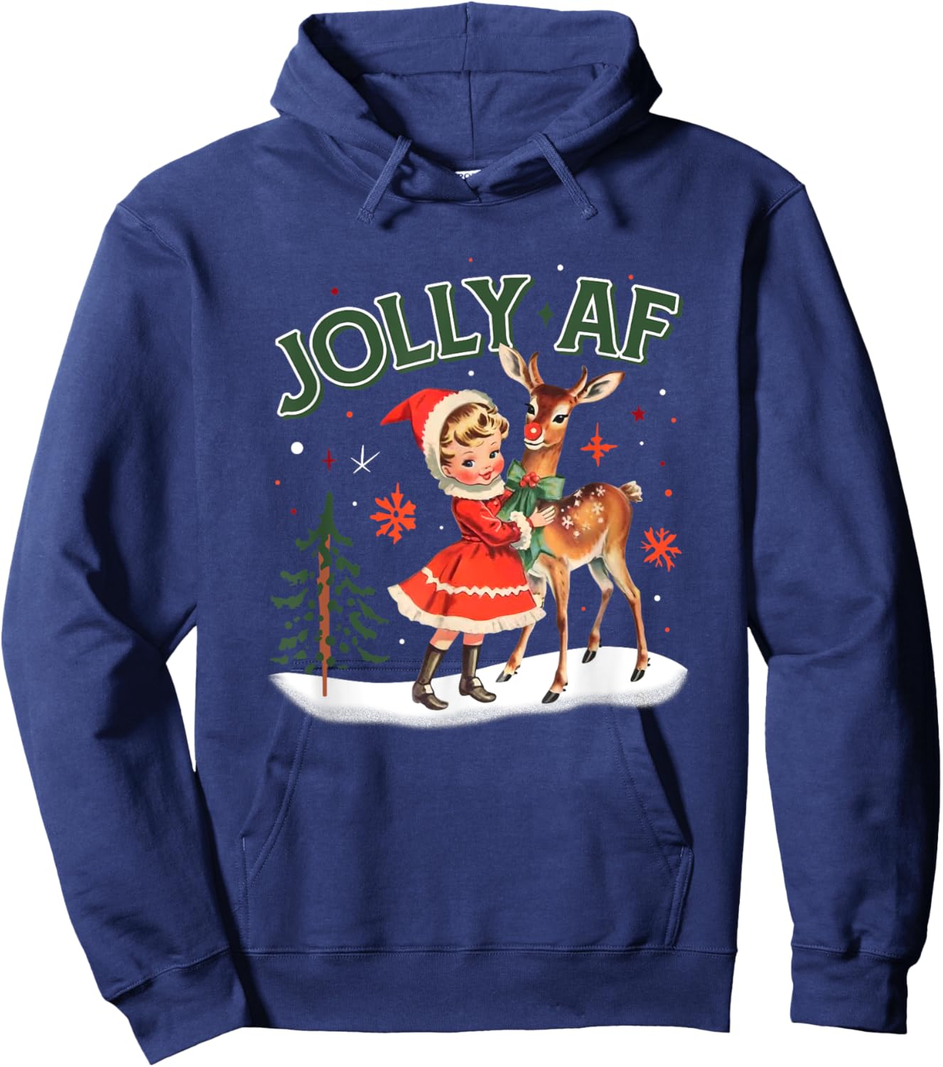 Funny Christmas Jolly AF , Women Hoodie - Hoodie | Navy