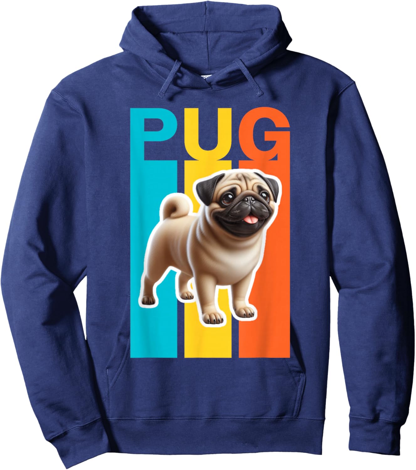 Colorful Pug Hoodie - Hoodie | Navy