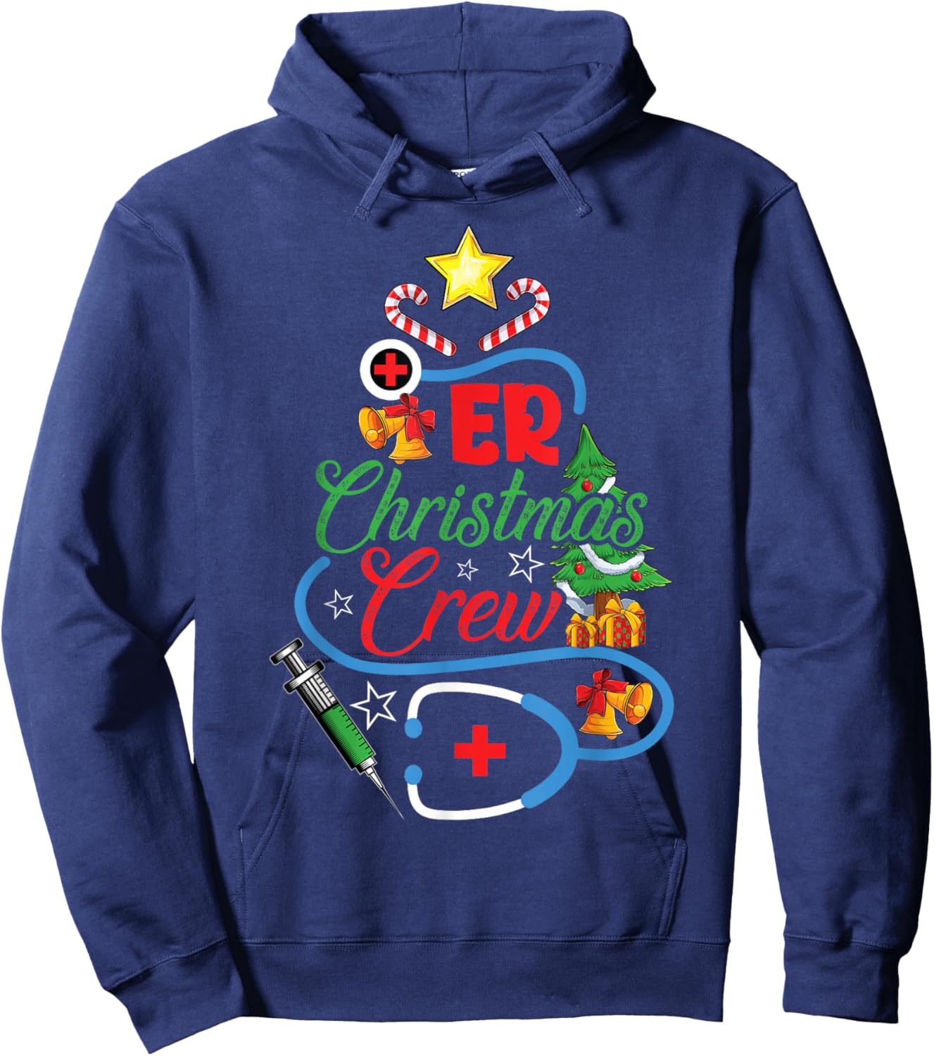 ER Christmas Crew Emergency Room Nurse Xmas Holidays Hoodie - Hoodie | Navy