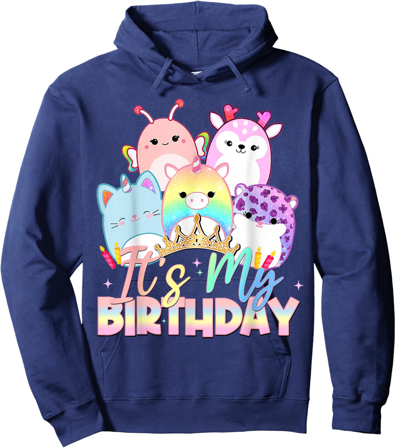 Birthday Party It's My Birthday Squish Squad Mallow Girls Hoodie - Hoodie | Navy
