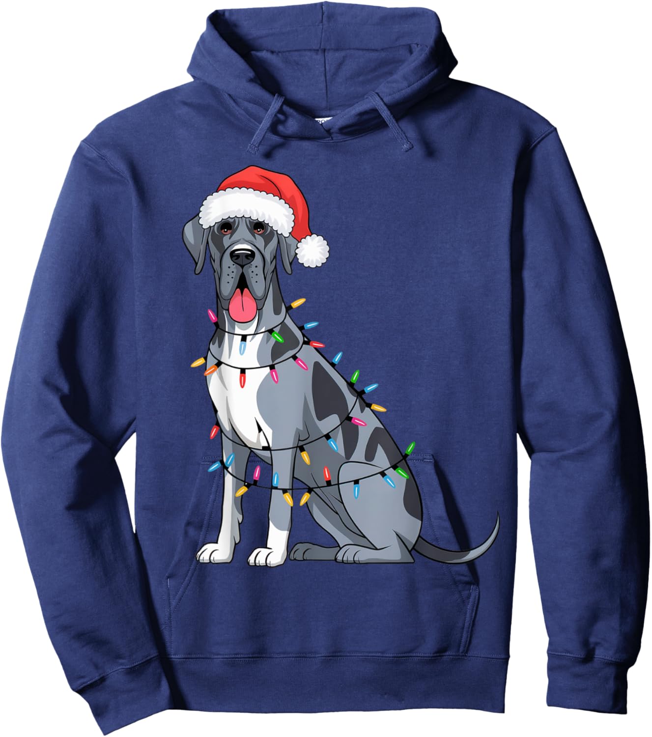 Great Dane Christmas Lights Xmas Dogs Gifts Women Hoodie - Hoodie | Navy