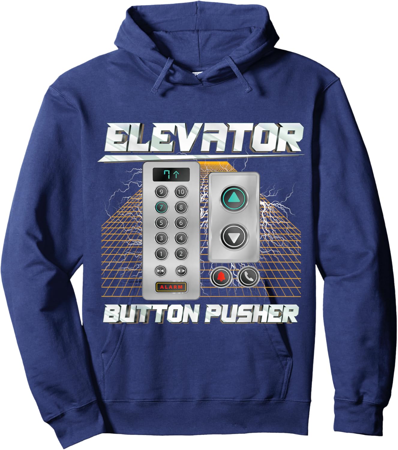 Elevator Button Pusher | Meme | Funny Elevator Hoodie - Hoodie | Navy