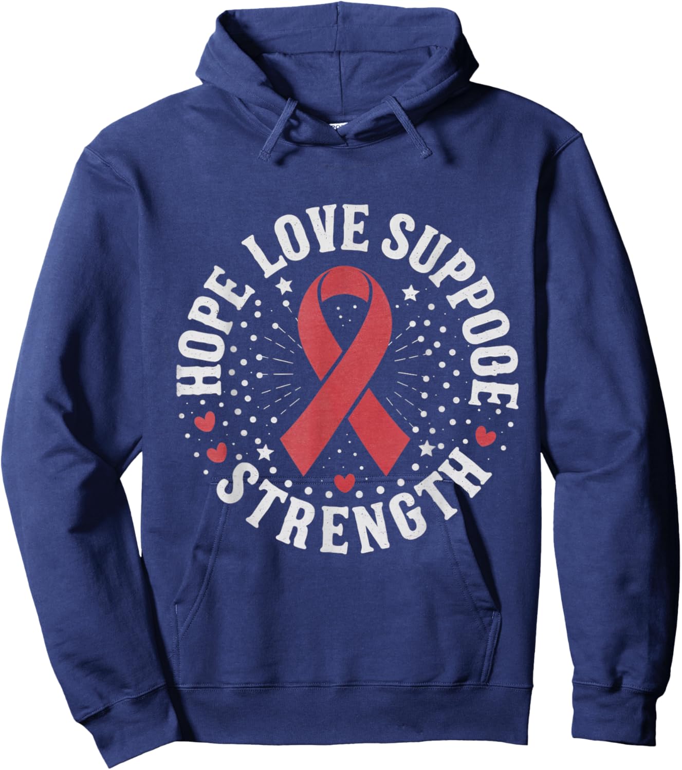Red Ribbon Week 2024 HOPE LOVE SUPPORT Red Ribbon Week Hoodie - Hoodie | Navy