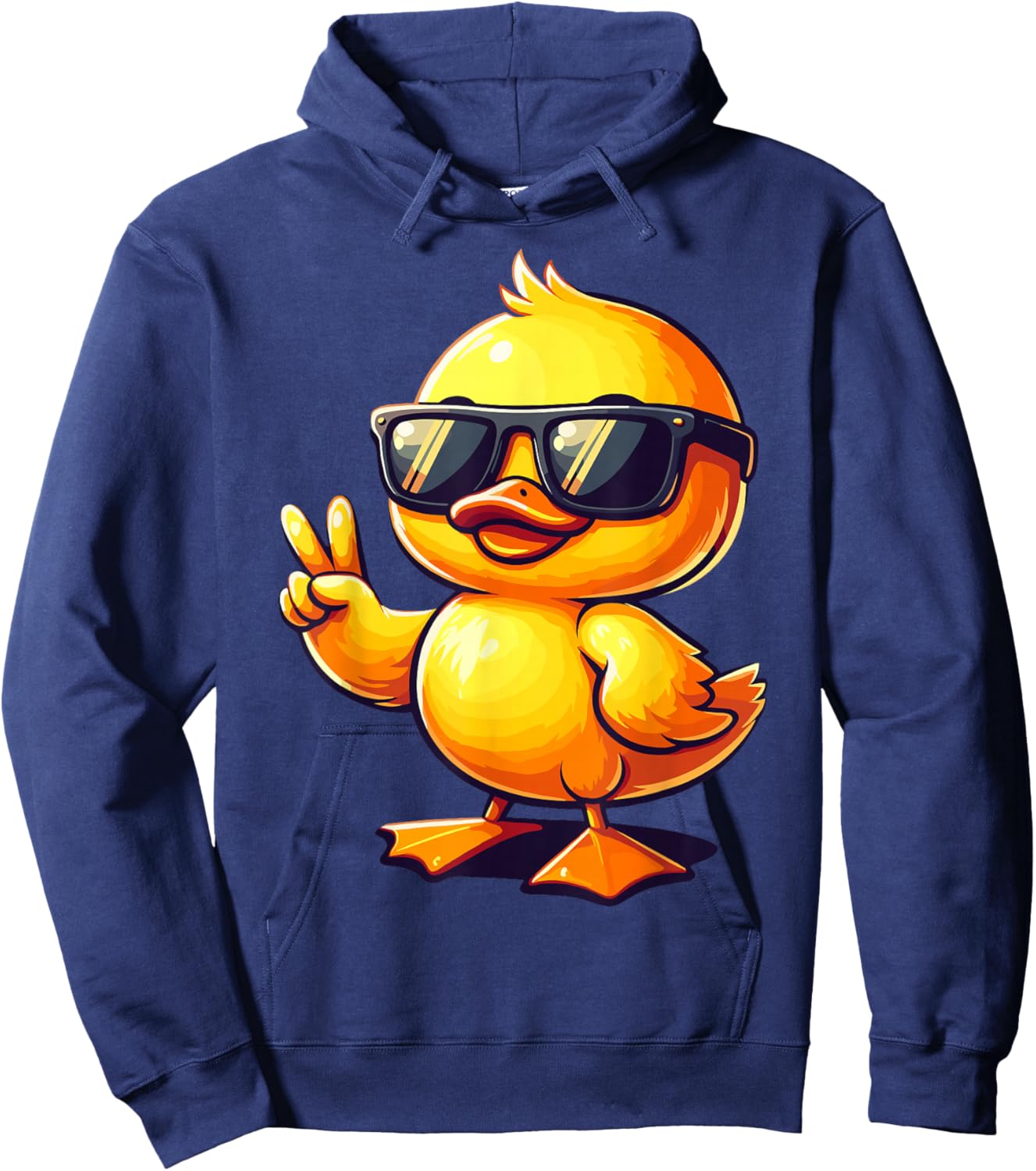 Cool Retro Yellow Rubber Duck in 70s 80s Funny Duck Hoodie - Hoodie | Navy