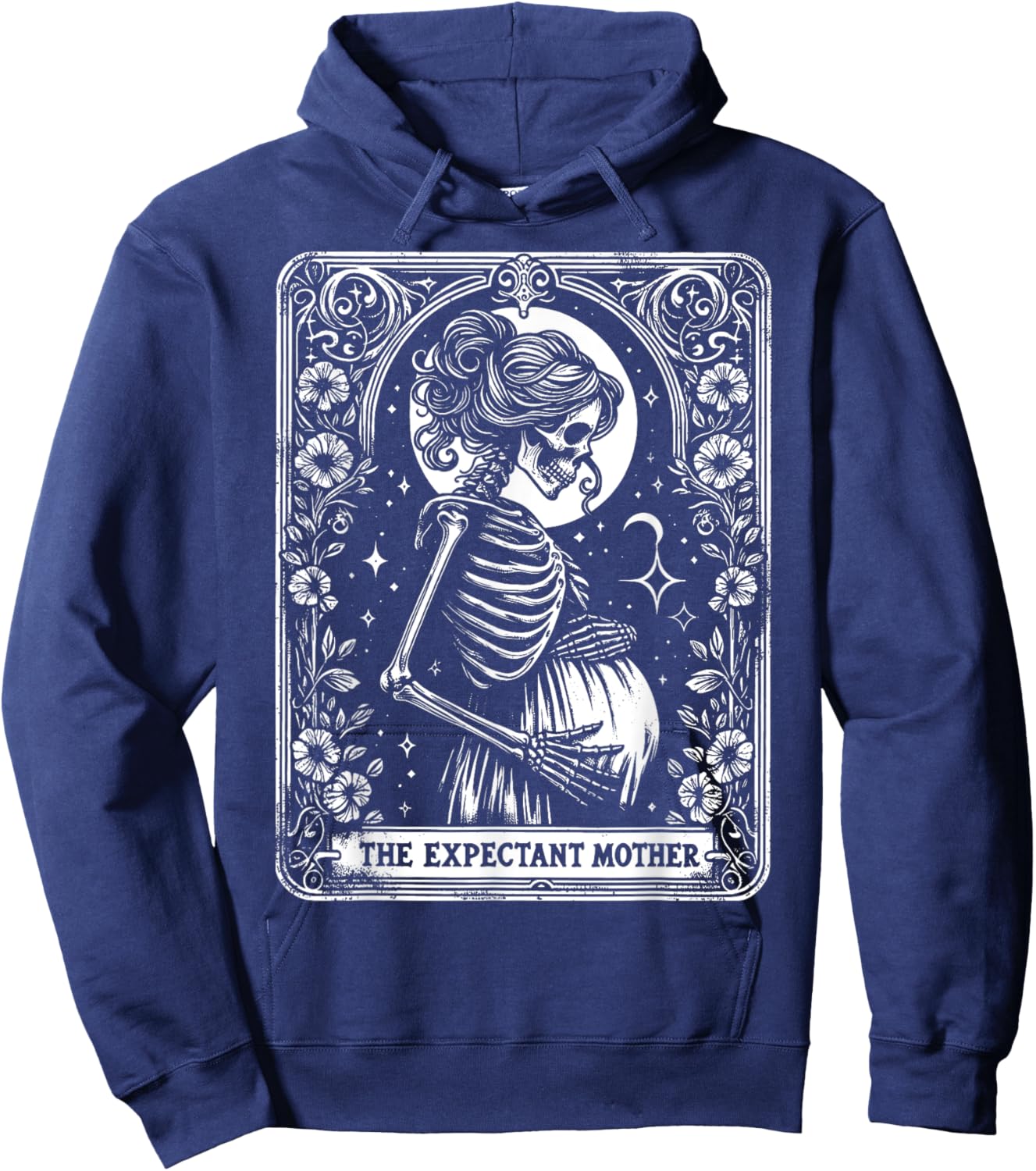 Skeleton Expectant Mother Tarot Card Pregnancy Announcement Hoodie - Hoodie | Navy