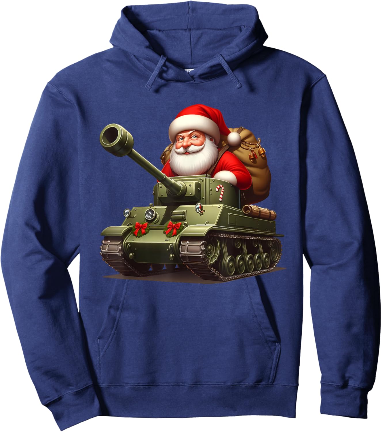 Christmas Santa On A Military Tank, Xmas Tank Hoodie - Hoodie | Navy