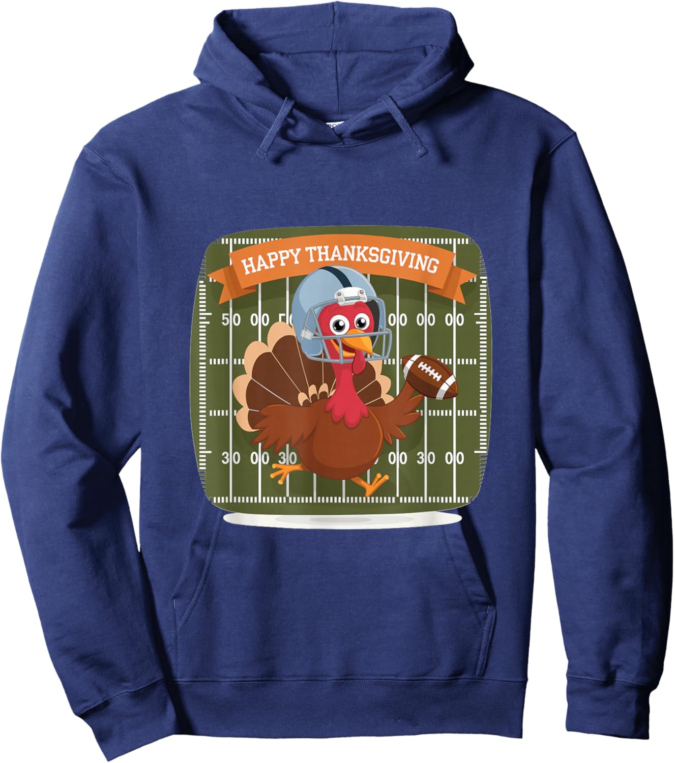 Thanksgiving Football Turkey Happy Thanksgiving Hoodie - Hoodie | Navy