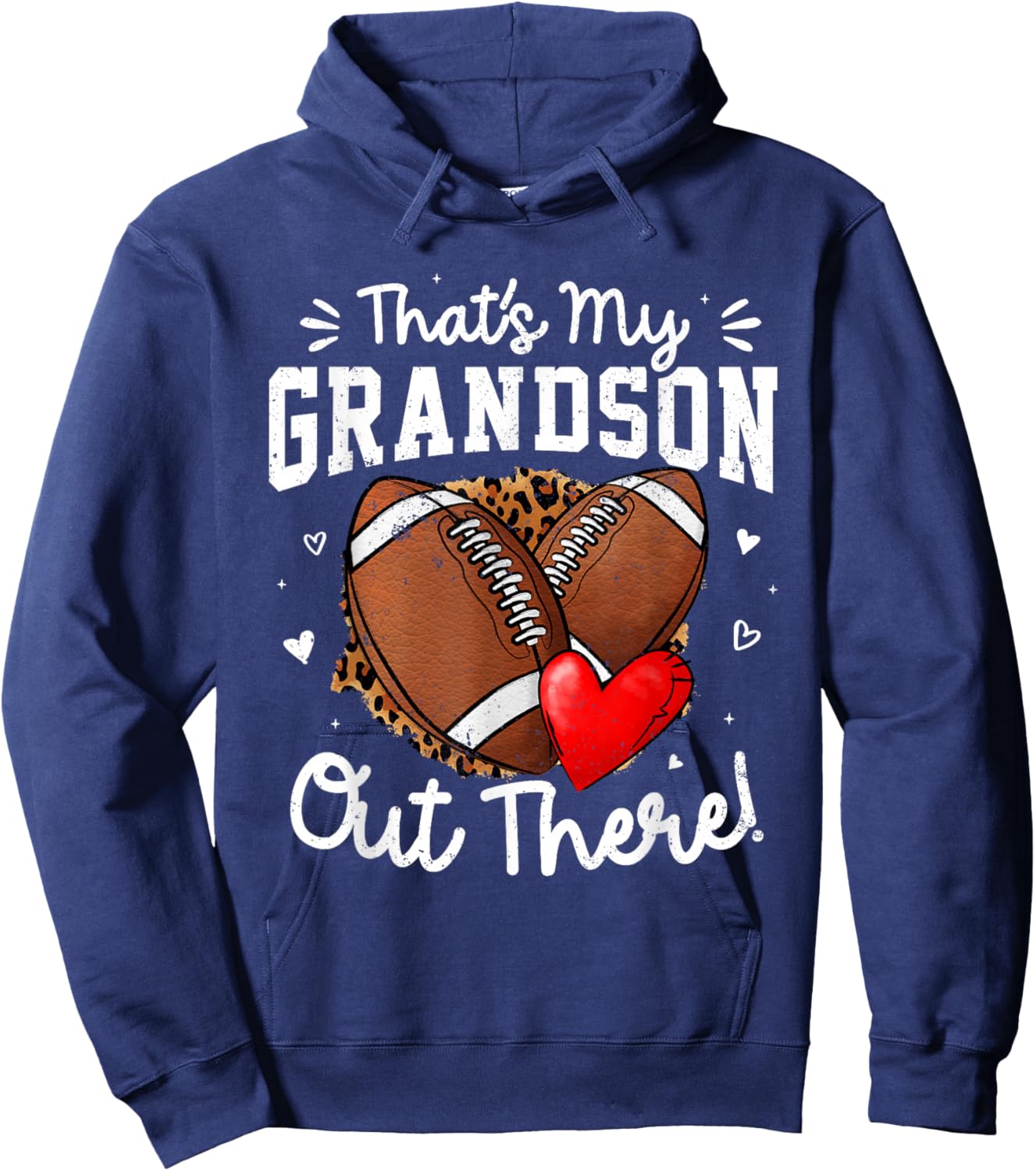 That's My Grandson Out There Funny Football Grandma Hoodie - Hoodie | Navy