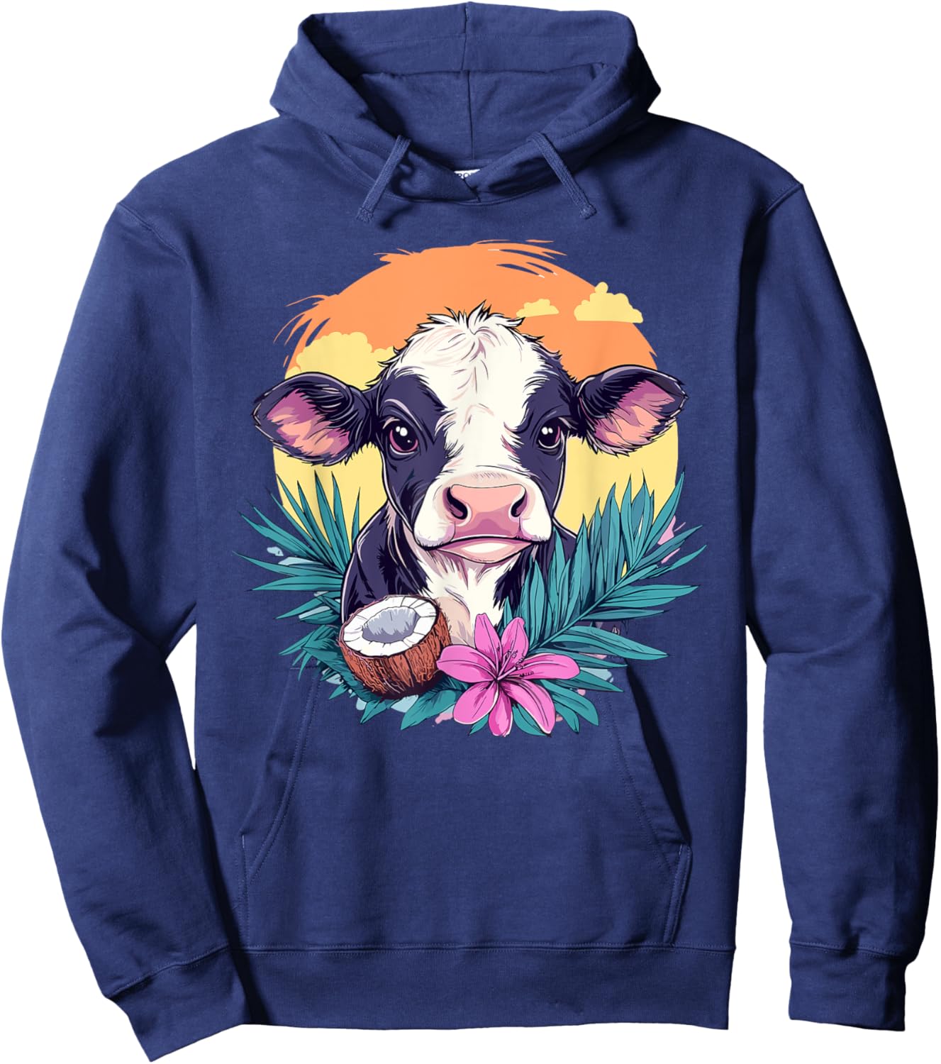 Cow And Coconut Sunset Hoodie - Hoodie | Navy