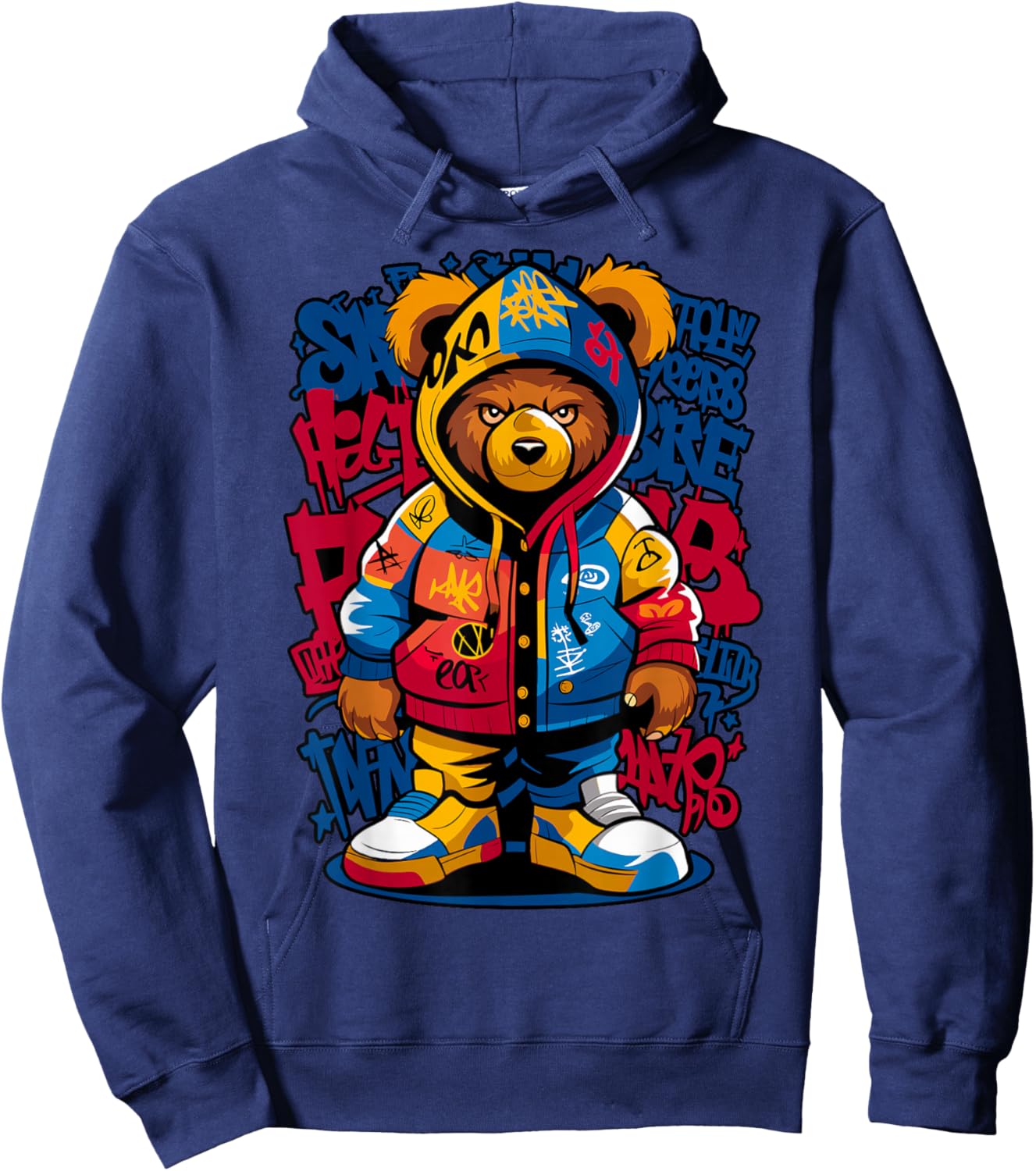 Hip Hop Teddy Bear Rap Music Hoodie - Hoodie | Navy