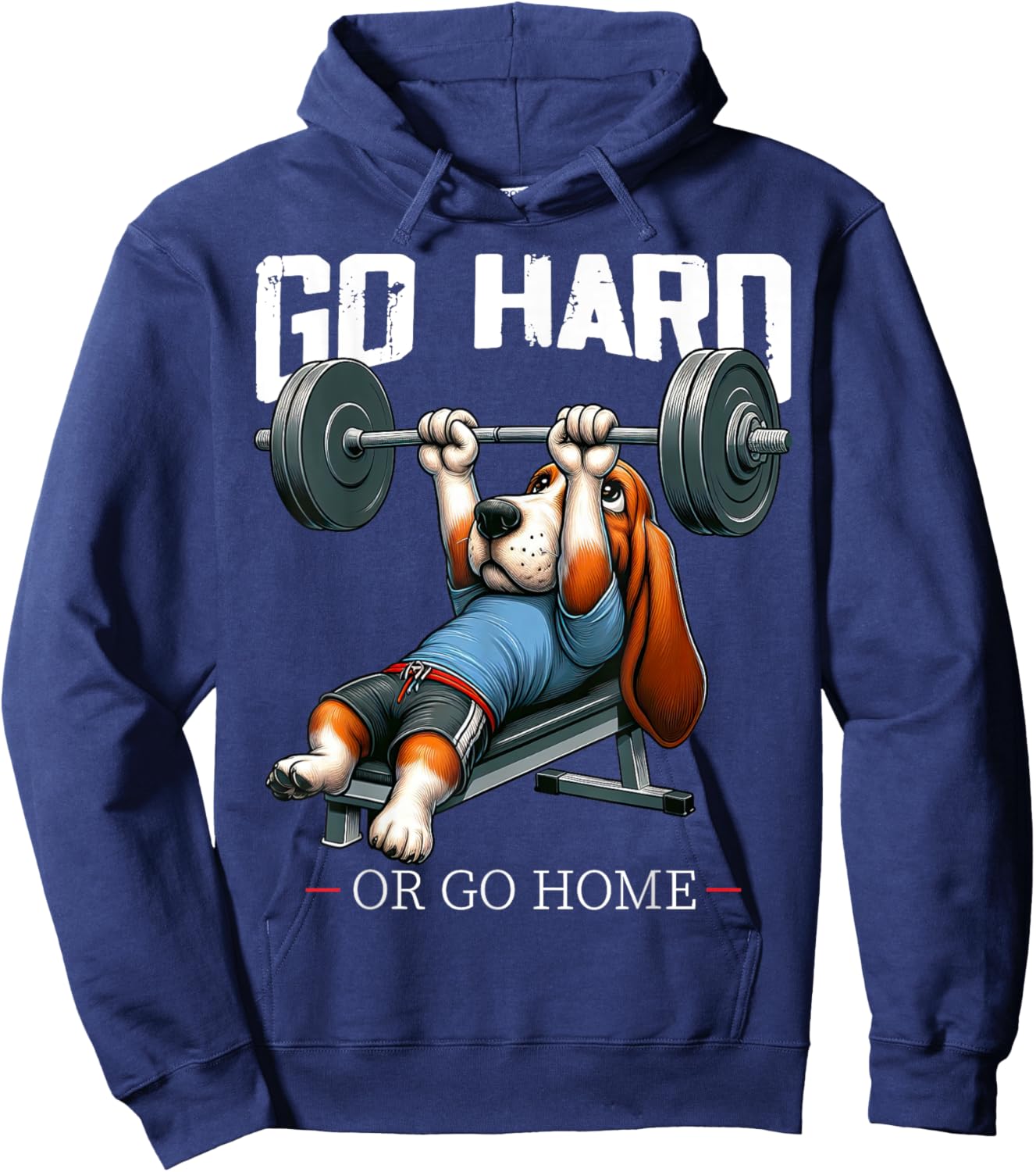 Go Hard Or Go Home Beagle Dog Weightlifting Fitness Gym Hoodie - Hoodie | Navy