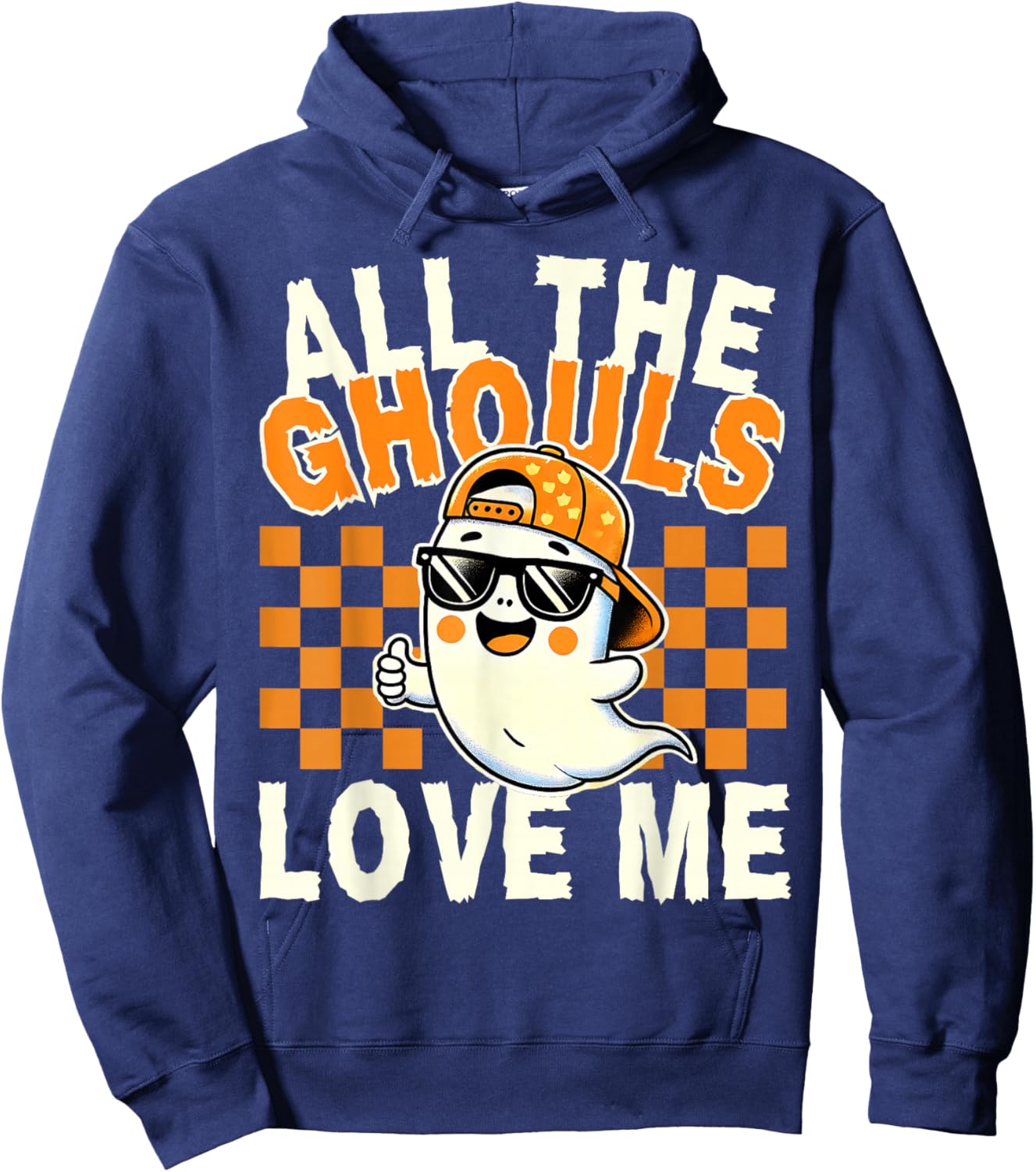 All The Ghouls Love Me Halloween Ghost Kids Boys Toddler Hoodie - Hoodie | Navy