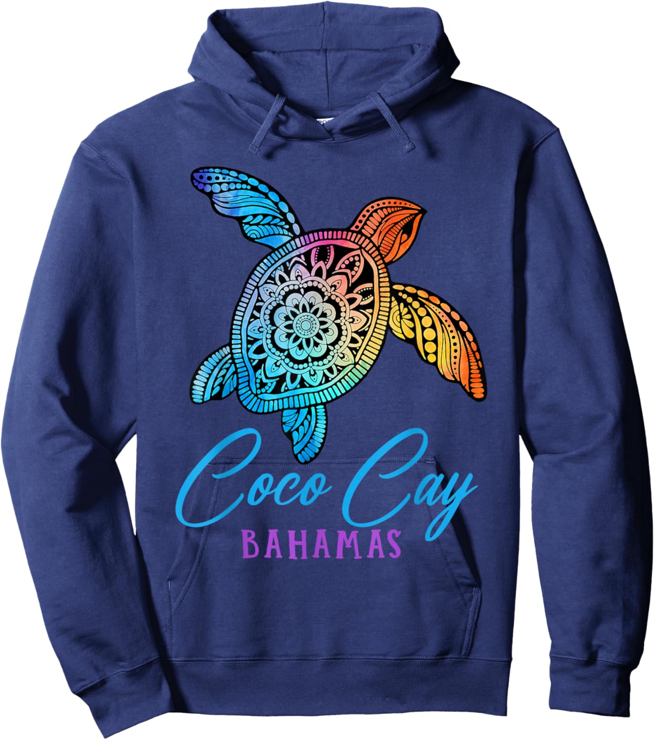 Coco Cay Bahamas Coco Cay Tribal Tie Dye Sea Turtle Hoodie - Hoodie | Navy