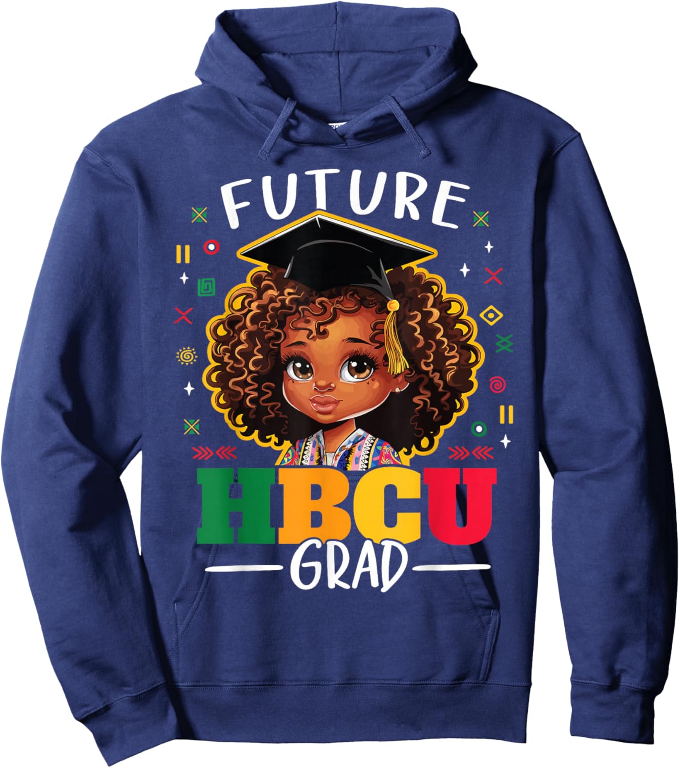 Future HBCU Grad Kids Black Girl Afro Black History Month Hoodie - Hoodie | Navy