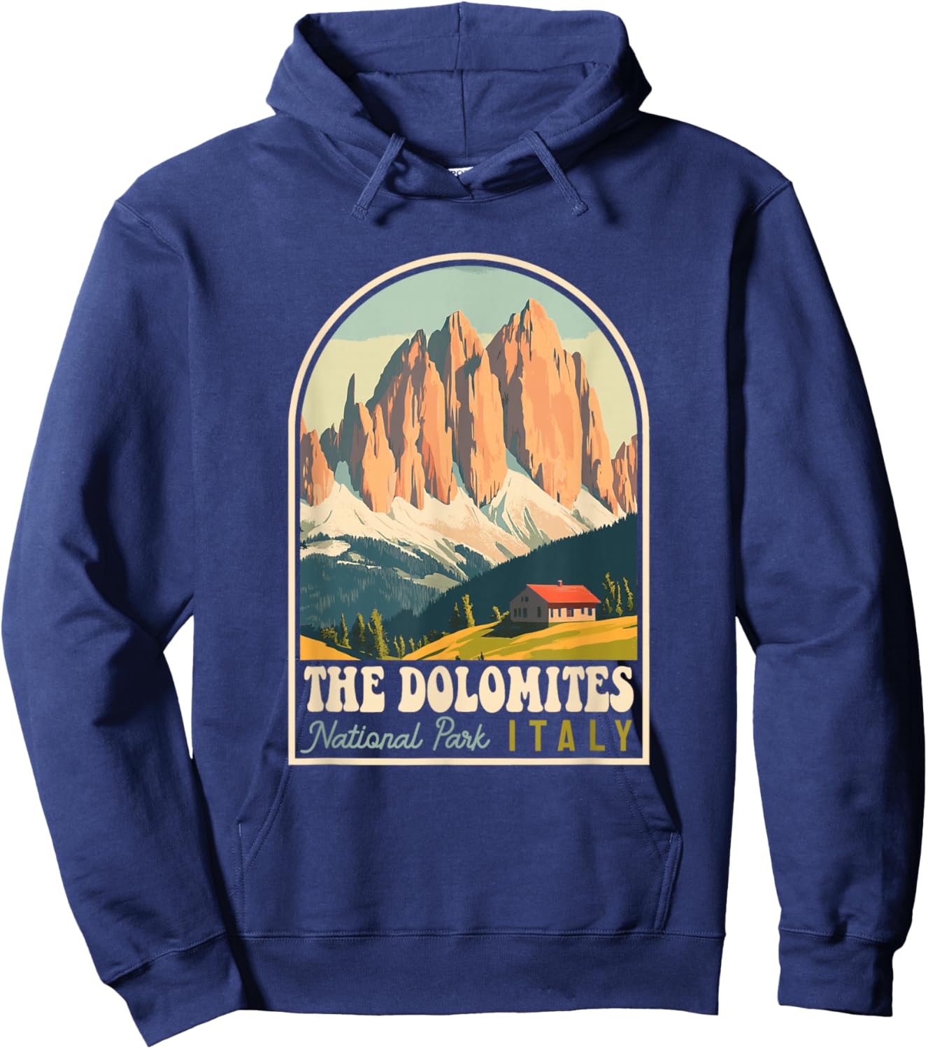 The Dolomites Italy Skiing Hiking Cycling Climbing Retro Hoodie - Hoodie | Navy
