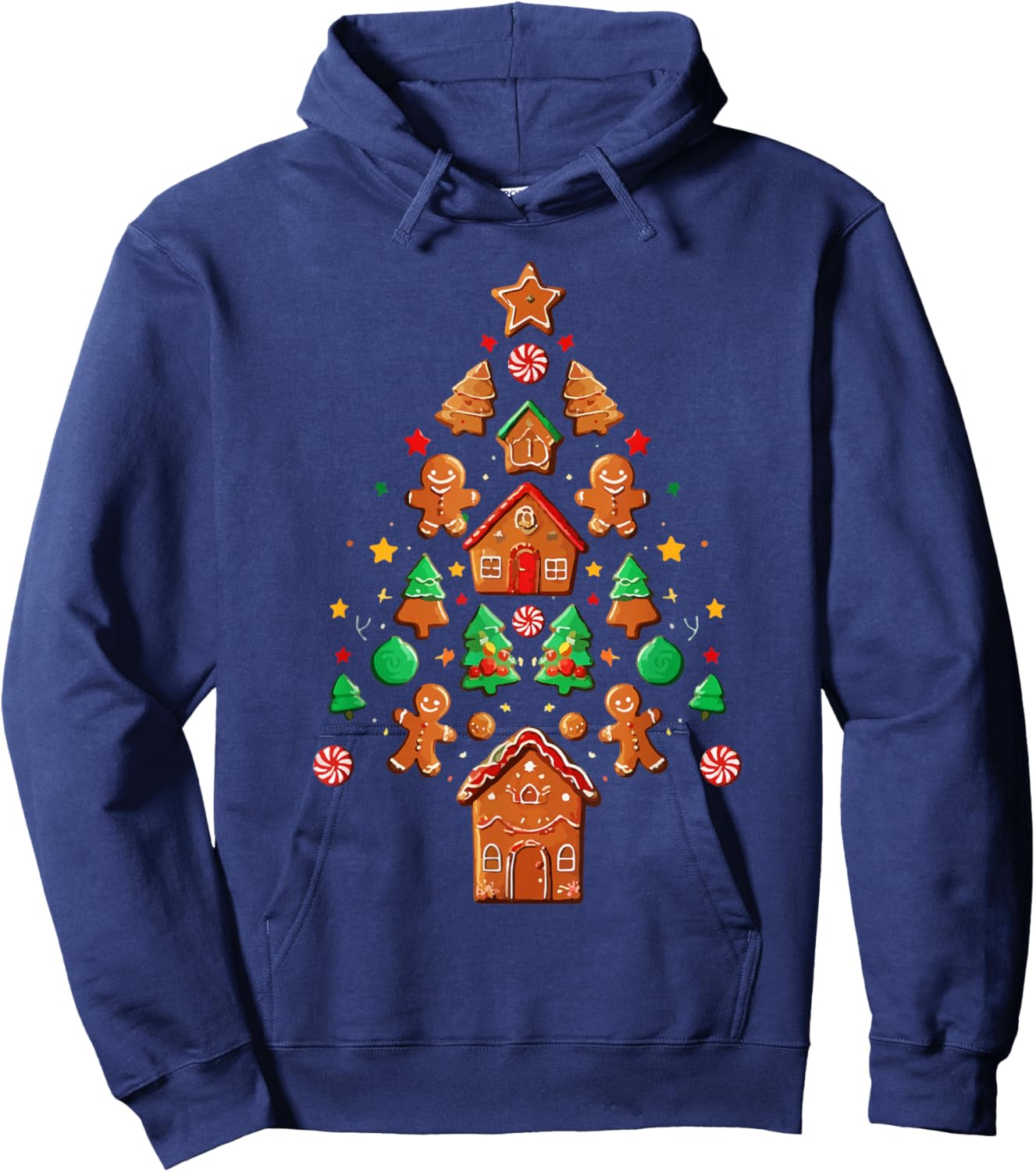 Merry Christmas Tree Gingerbread Man Xmas Cookie Costume Hoodie - Hoodie | Navy