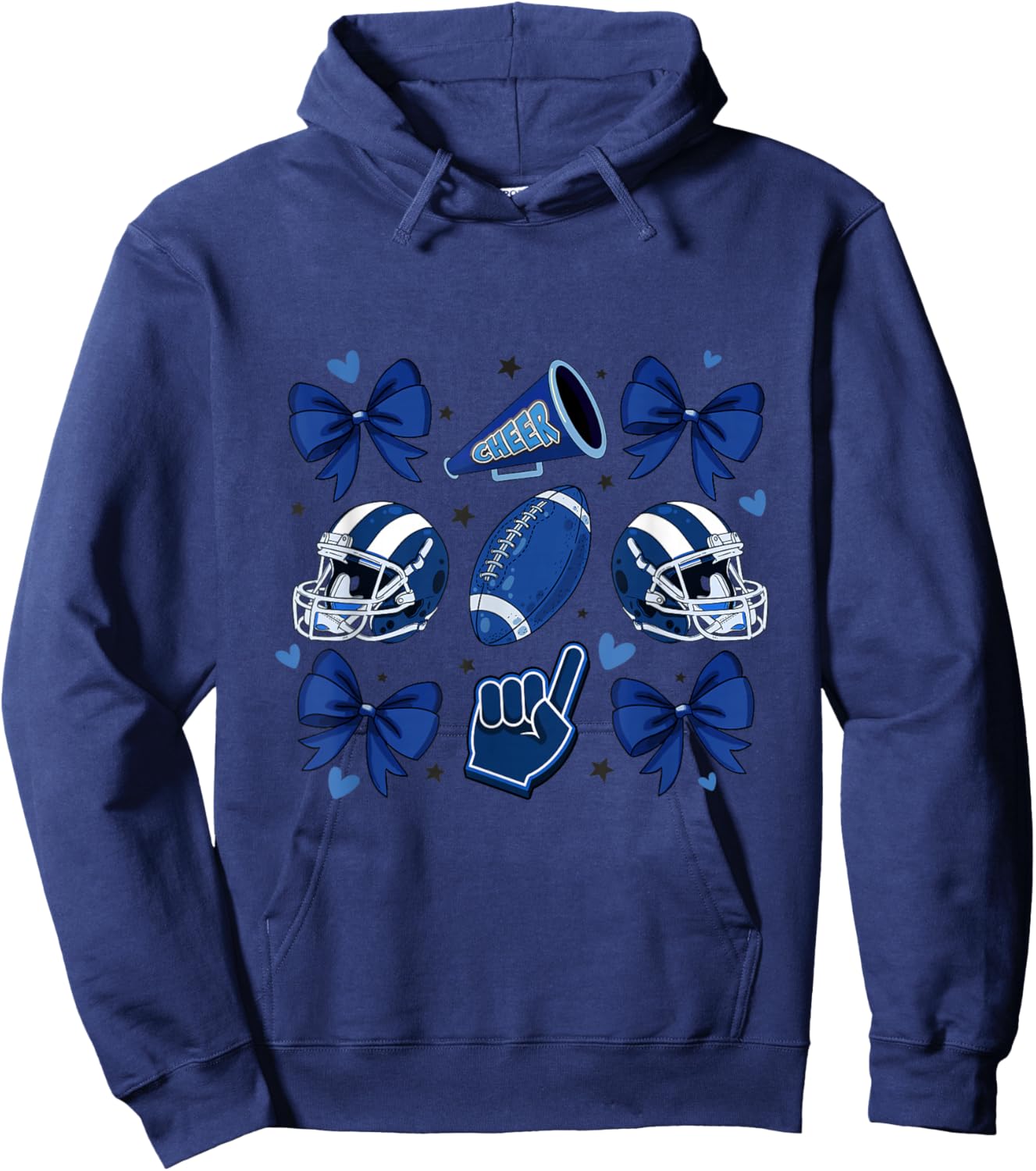 Football Cheer Mom Sister Coquette Bow Game Day Blue Women Hoodie - Hoodie | Navy