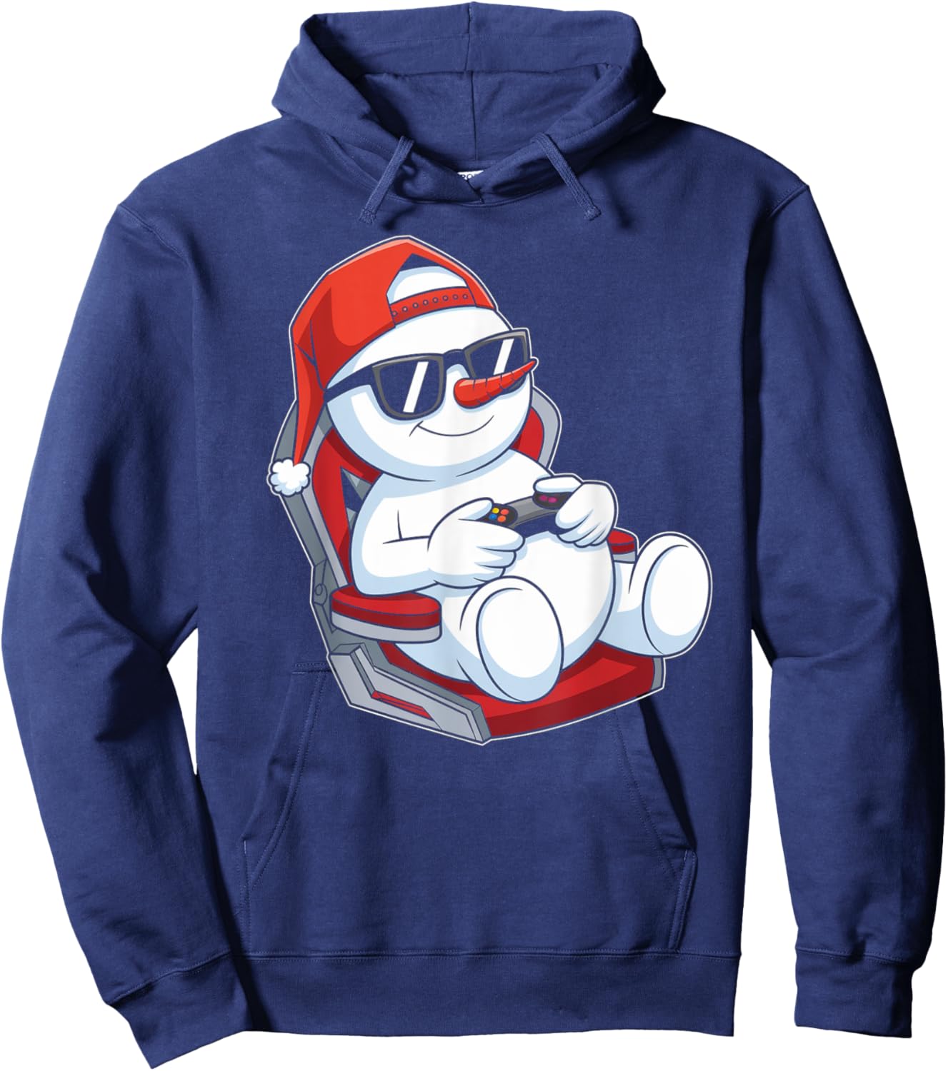 Christmas Snowman Gamer Funny Video Gaming Xmas Kids Boys Hoodie - Hoodie | Navy