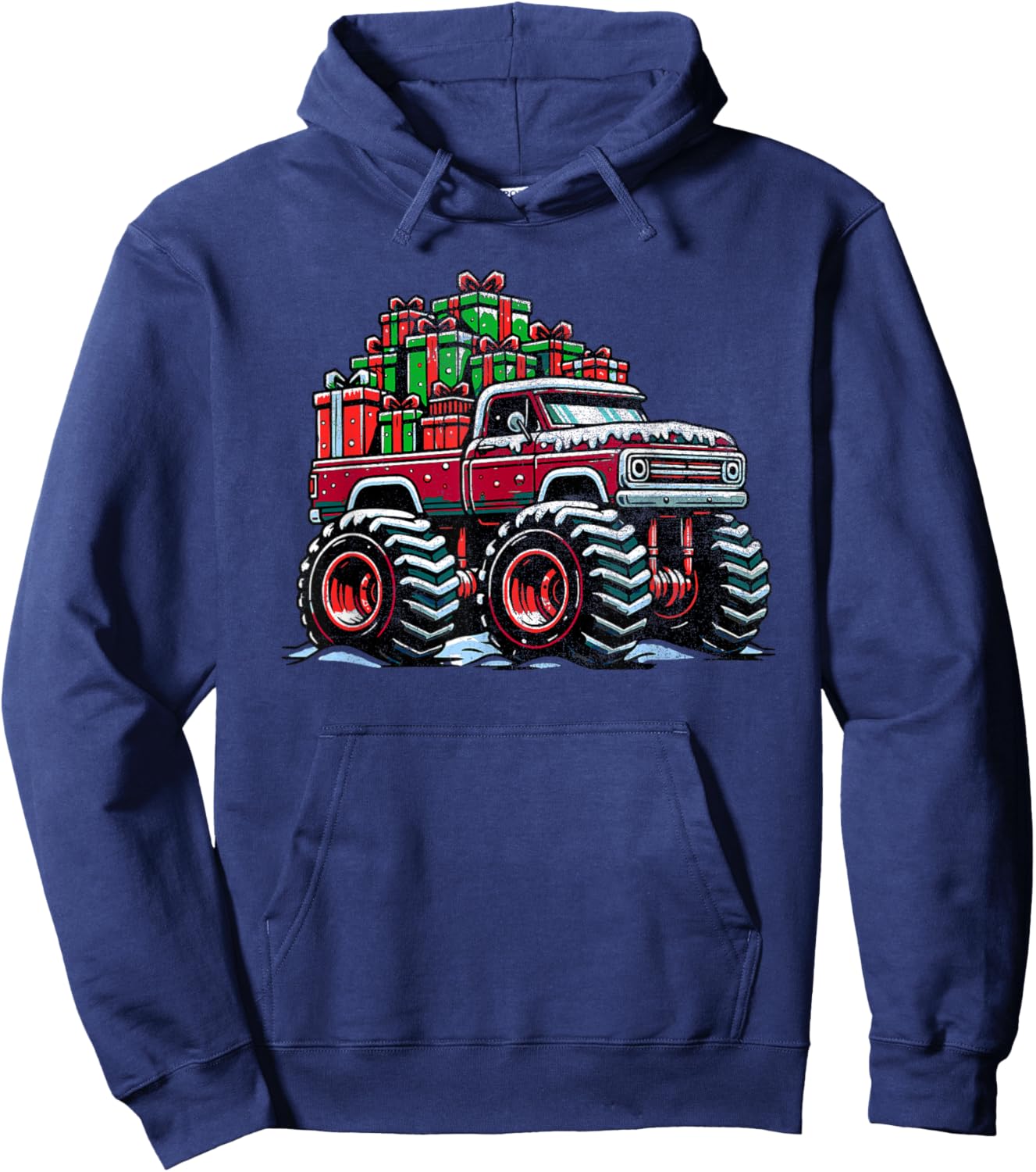 Christmas Monster Truck for Boys Kids Monster Truck Lovers Hoodie - Hoodie | Navy