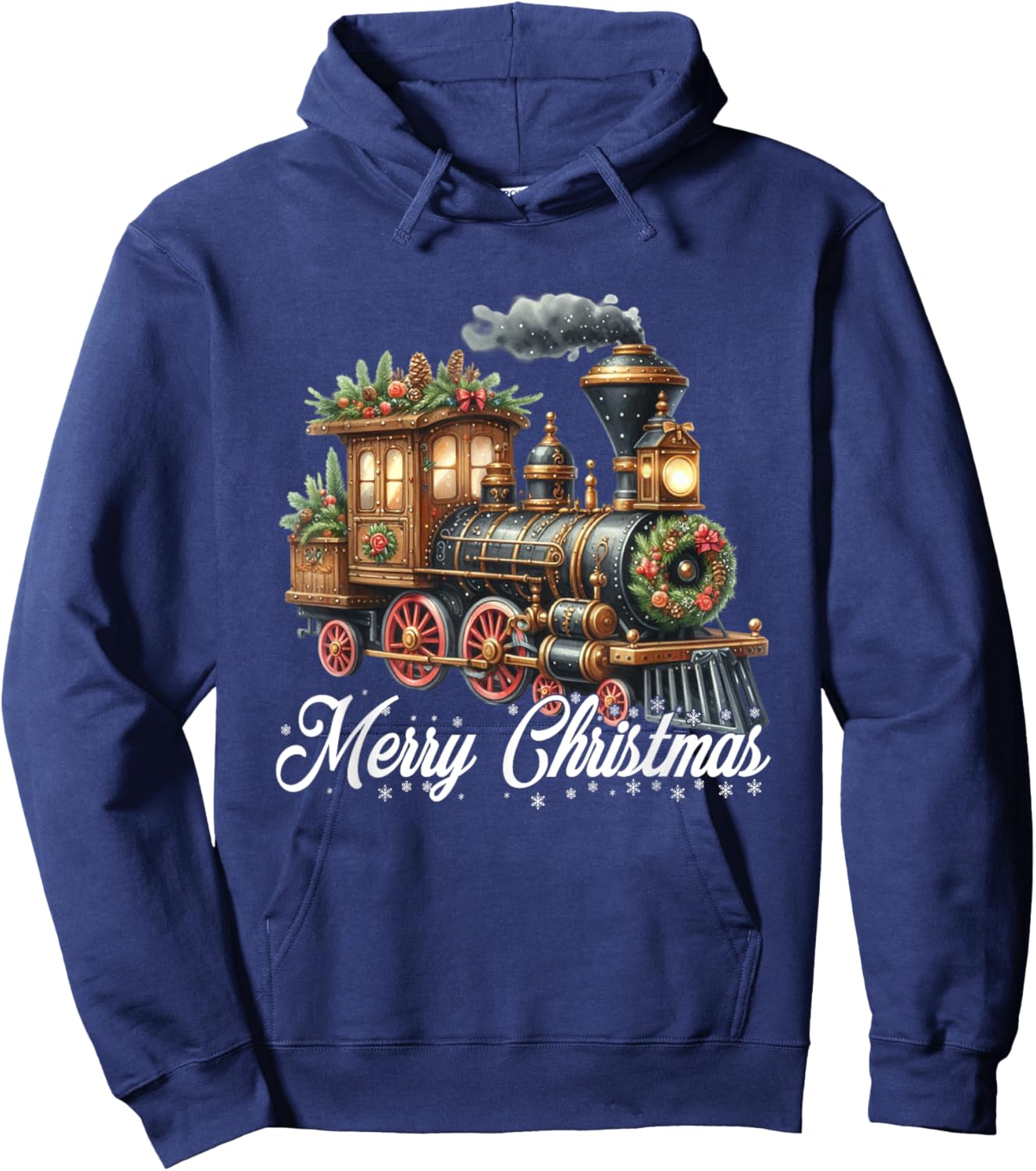 Merry Christmas Steam Train Locomotive Family Pajamas Hoodie - Hoodie | Navy