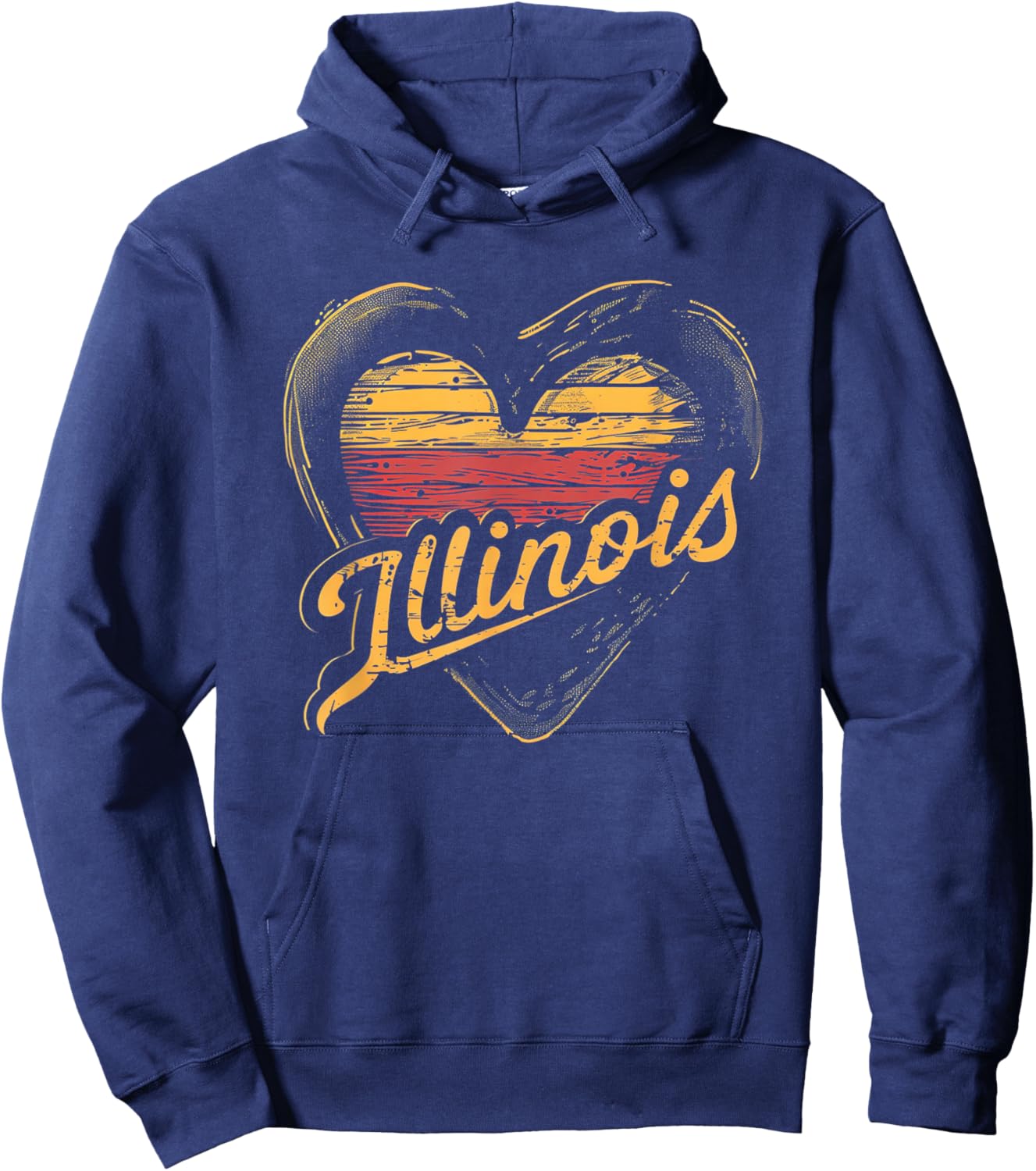 Illinois - Heart Vintage Love Women Kids Retro Graphic Hoodie - Hoodie | Navy