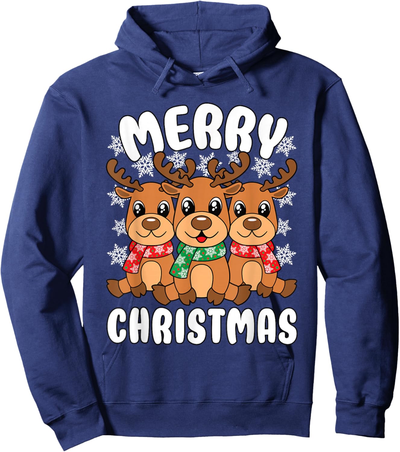 Merry Christmas Funny Christmas Xmas Reindeer Men Women Kids Hoodie - Hoodie | Navy