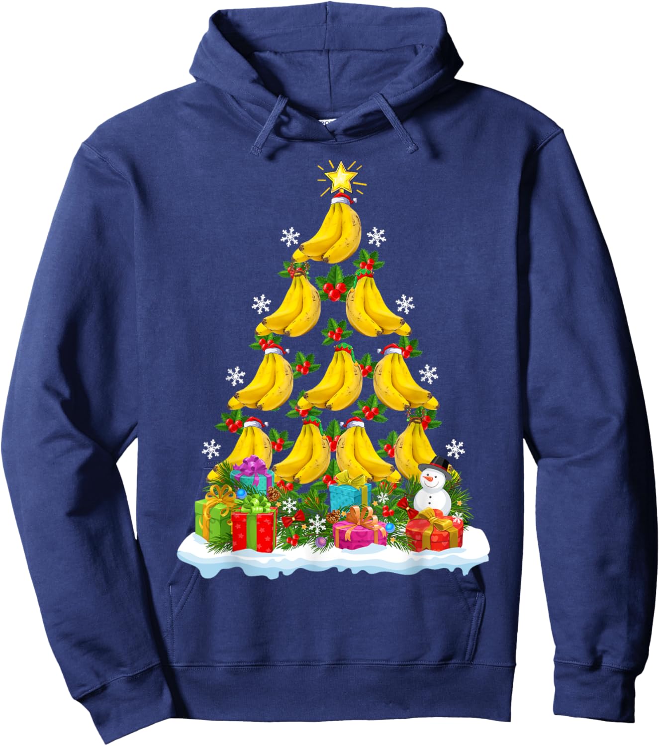 Banana Fruit Xmas Decoration Santa Banana Christmas Tree Hoodie - Hoodie | Navy