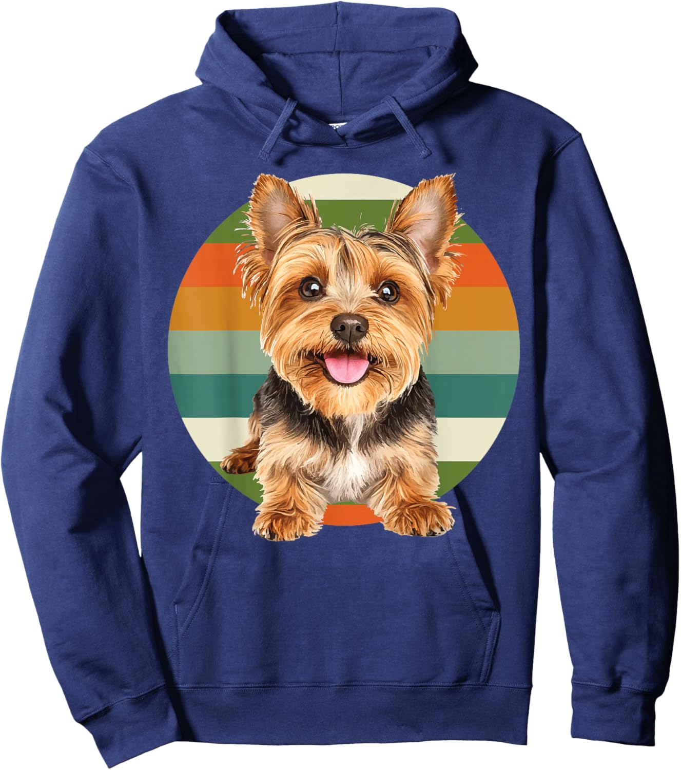Yorkshire Terrier Dog Yorkie Retro Look Circle Moms Dads Women Girls Kids Hoodie - Hoodie | Navy